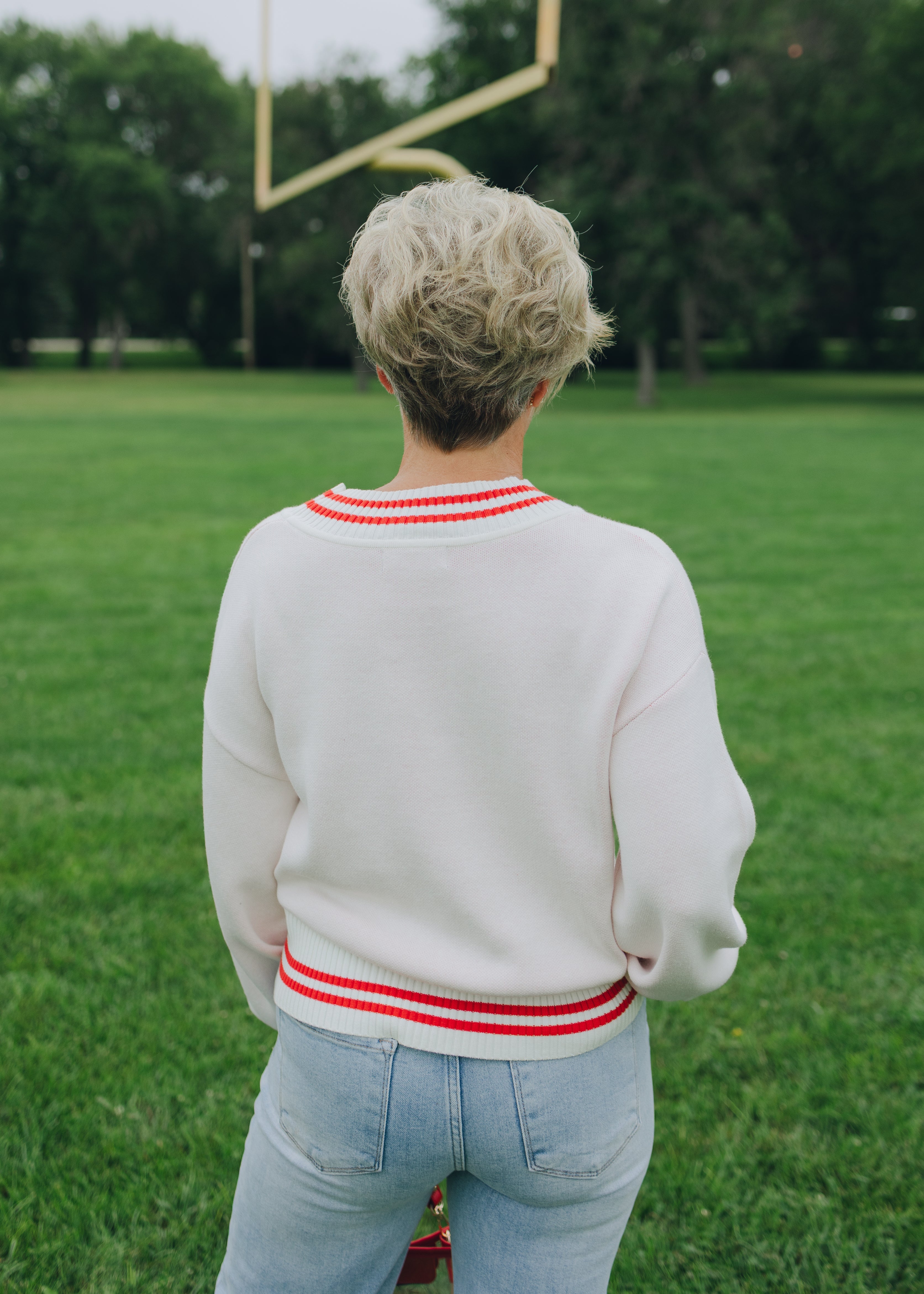 Nebraska Queen Oversized Striped Crew Sweater