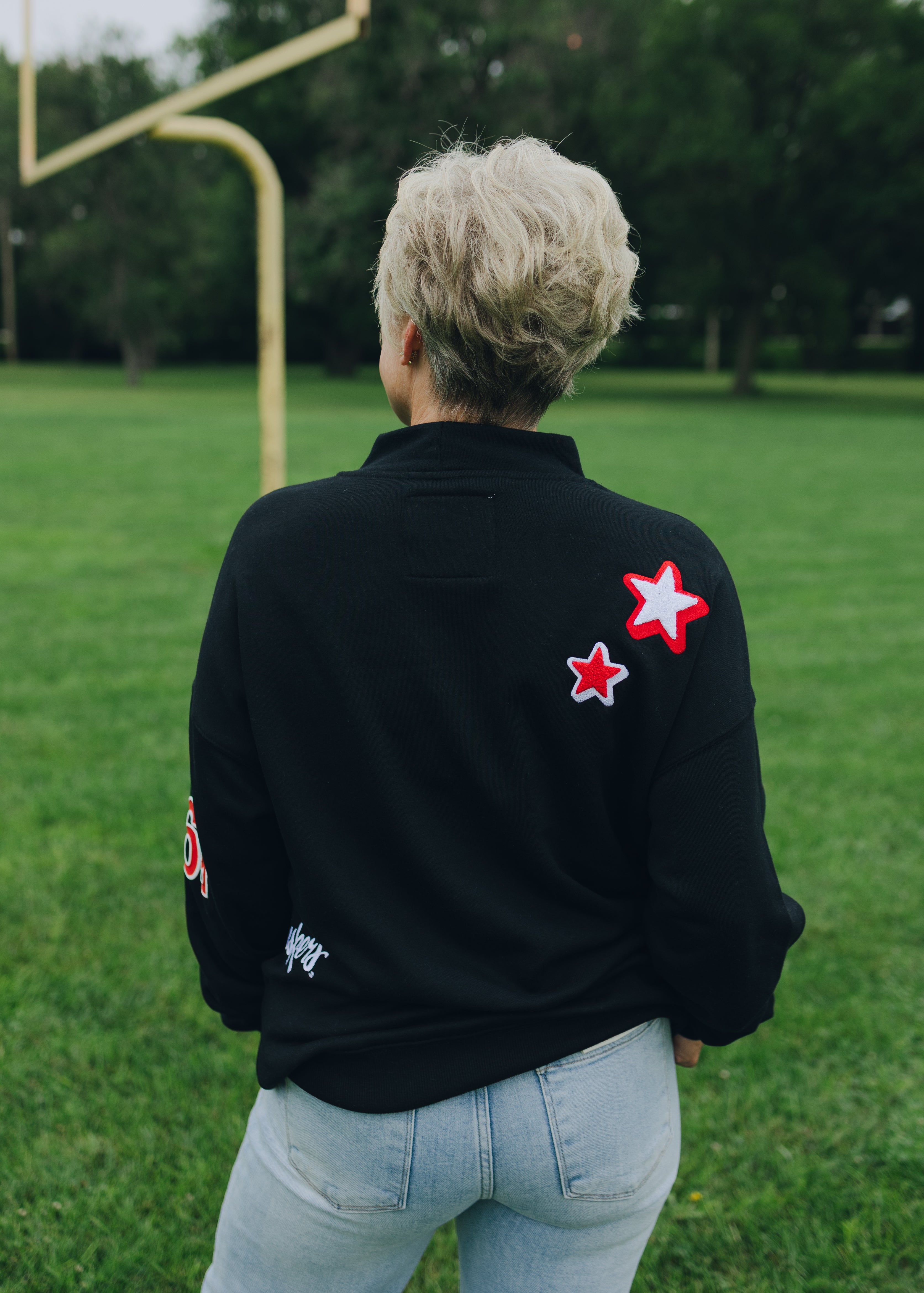 Nebraska All Over Scatter Oversized Funnel Neck