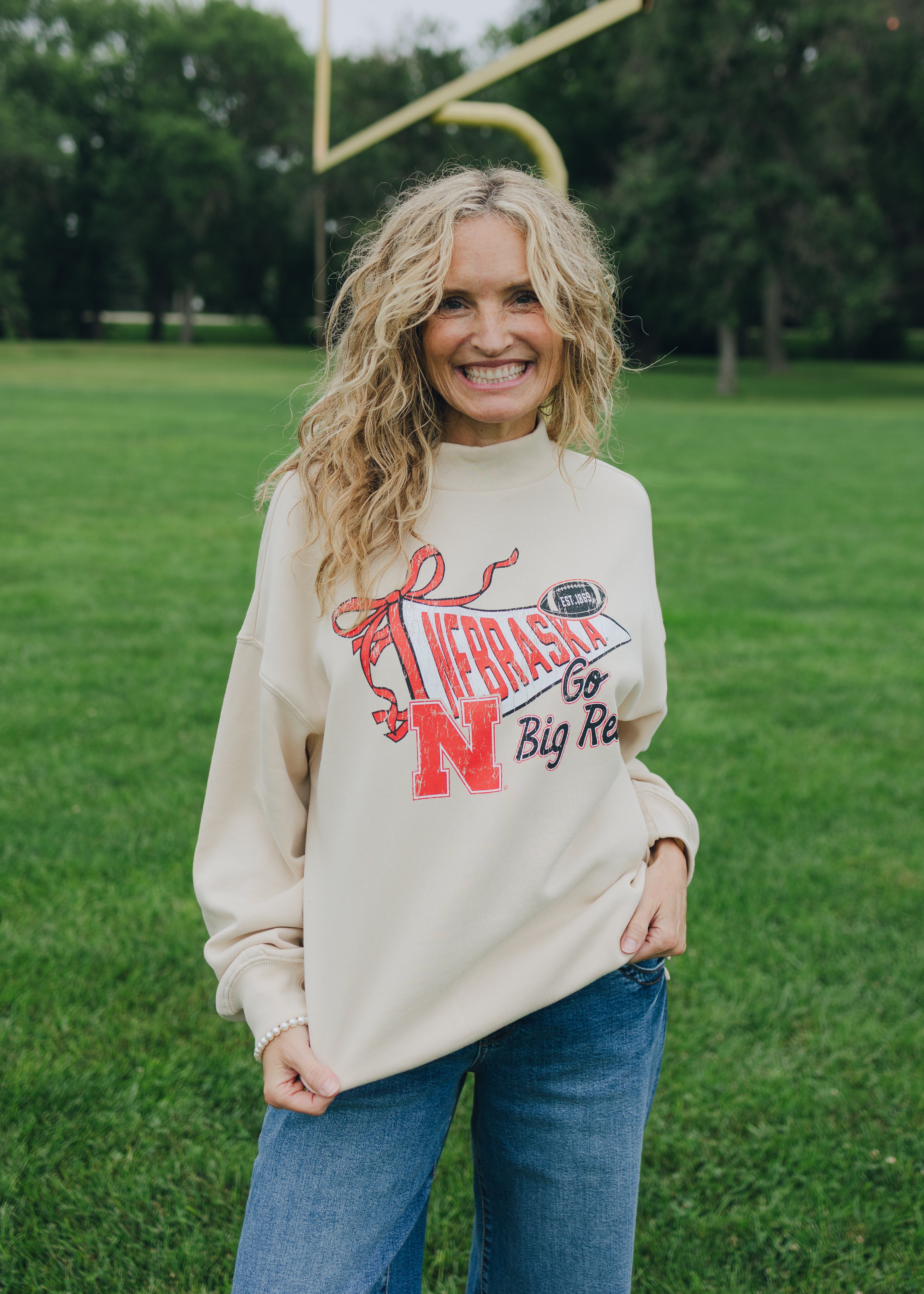 Nebraska Campus Charm Oversized Funnel Neck