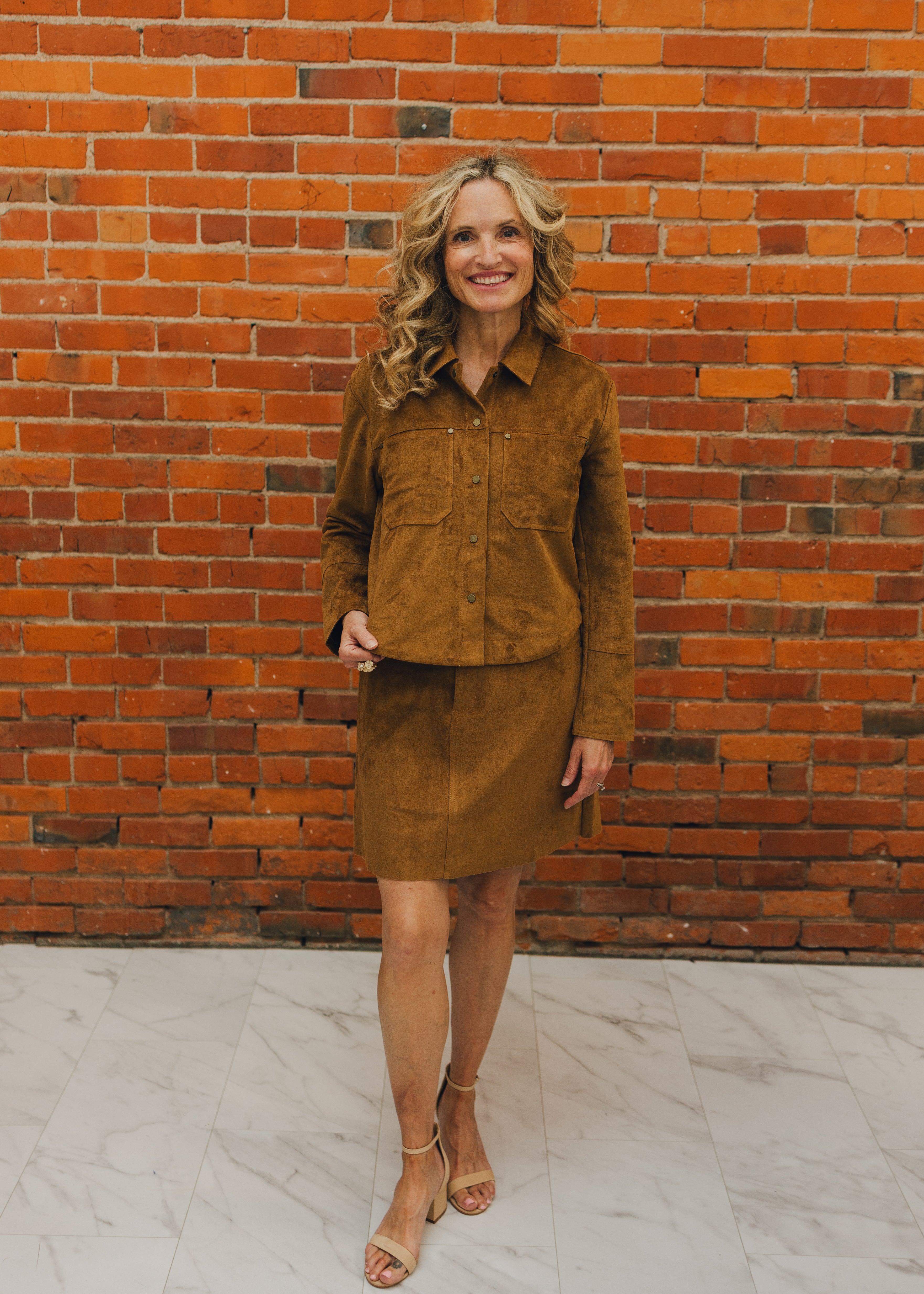 Tribal Snap Front Flowy Suede Shacket