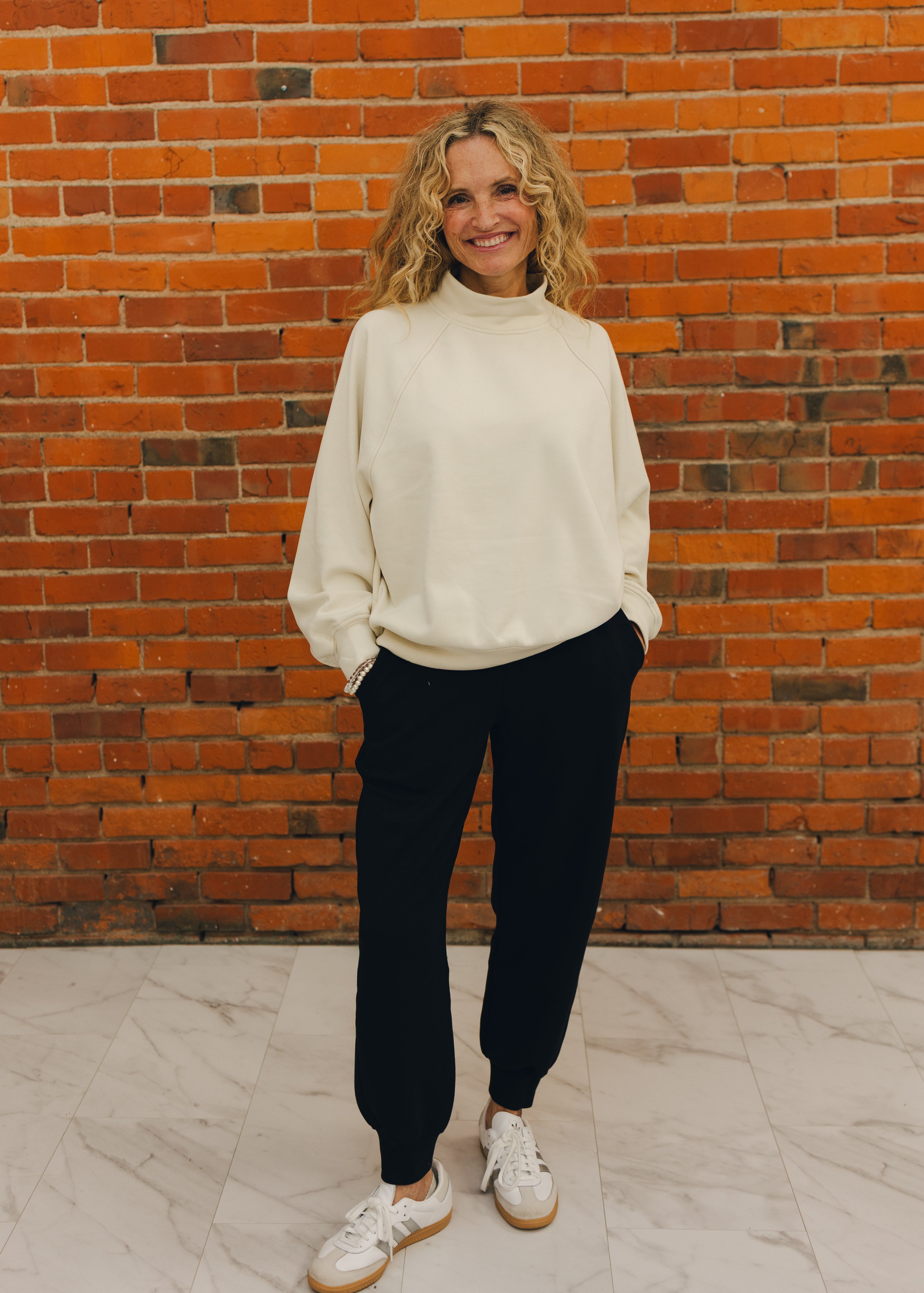 Double Brushed Mock Neck Pullover