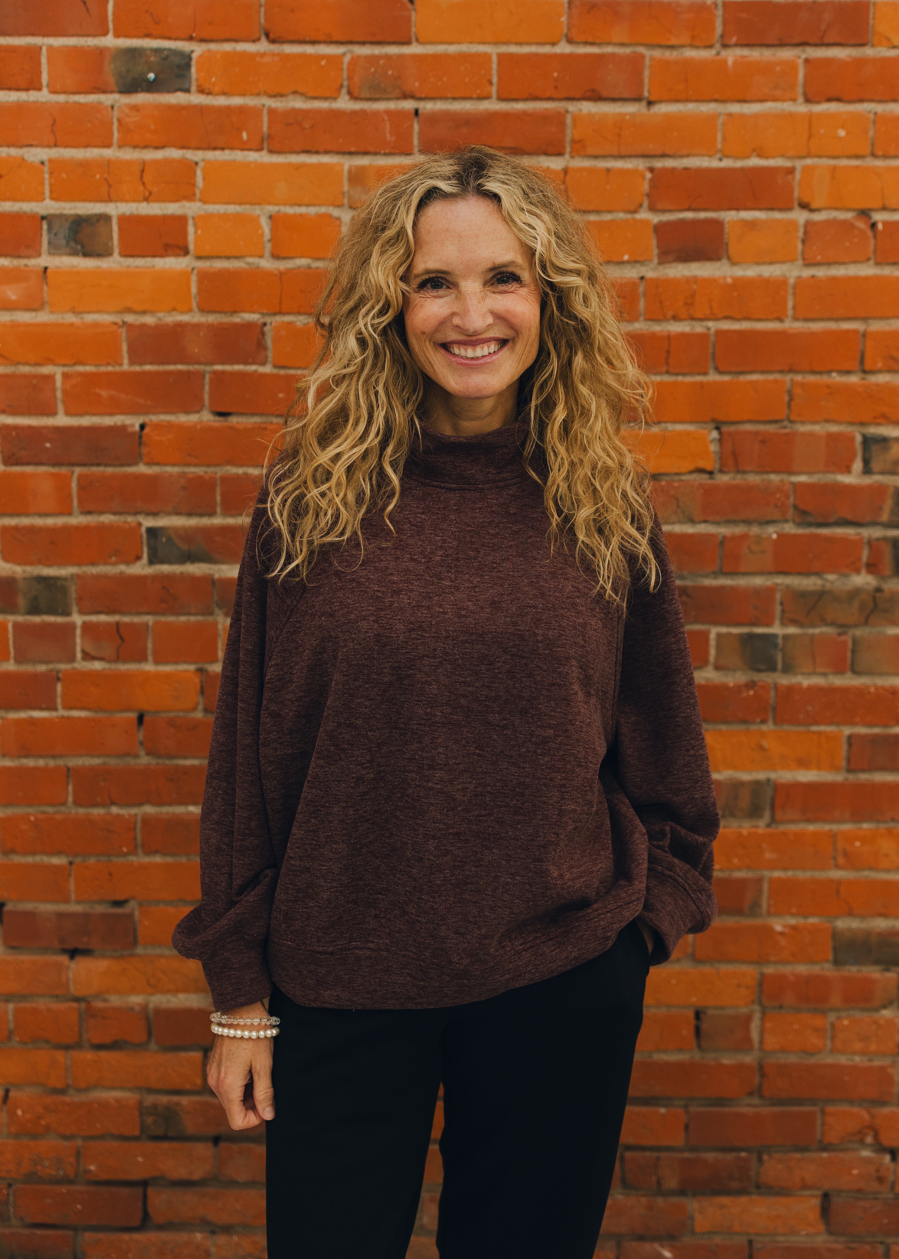 Double Brushed Mock Neck Pullover