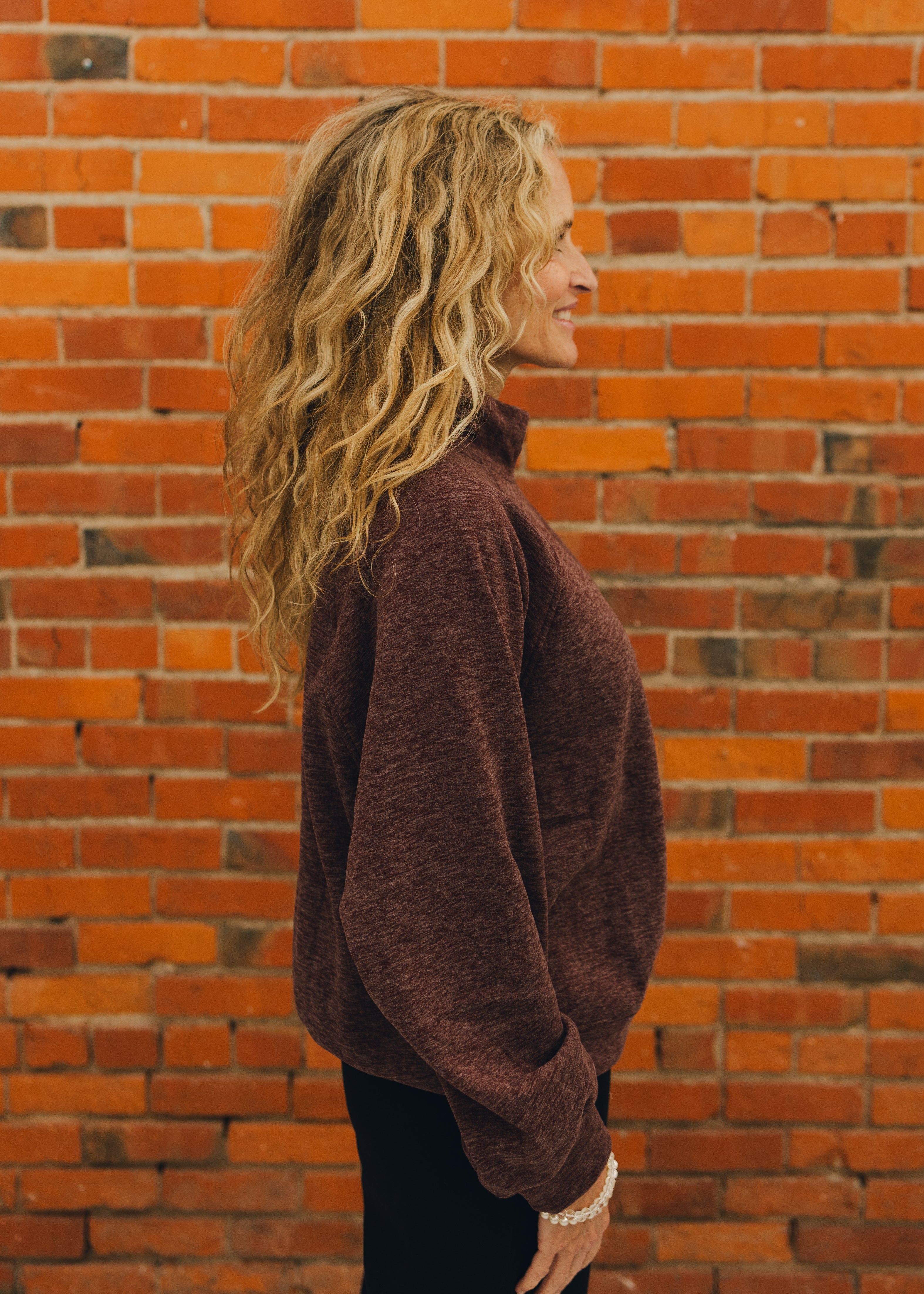 Double Brushed Mock Neck Pullover