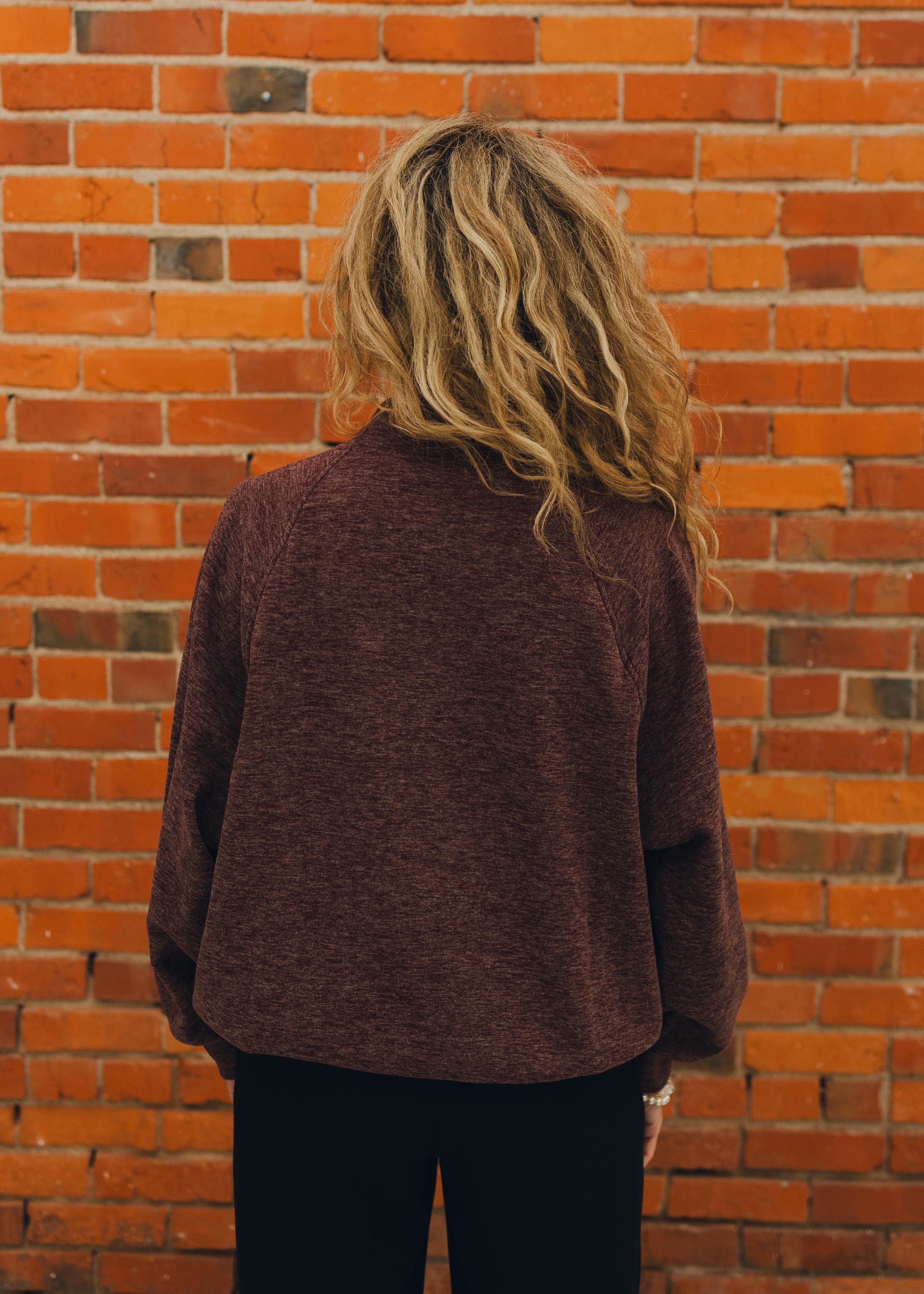 Double Brushed Mock Neck Pullover