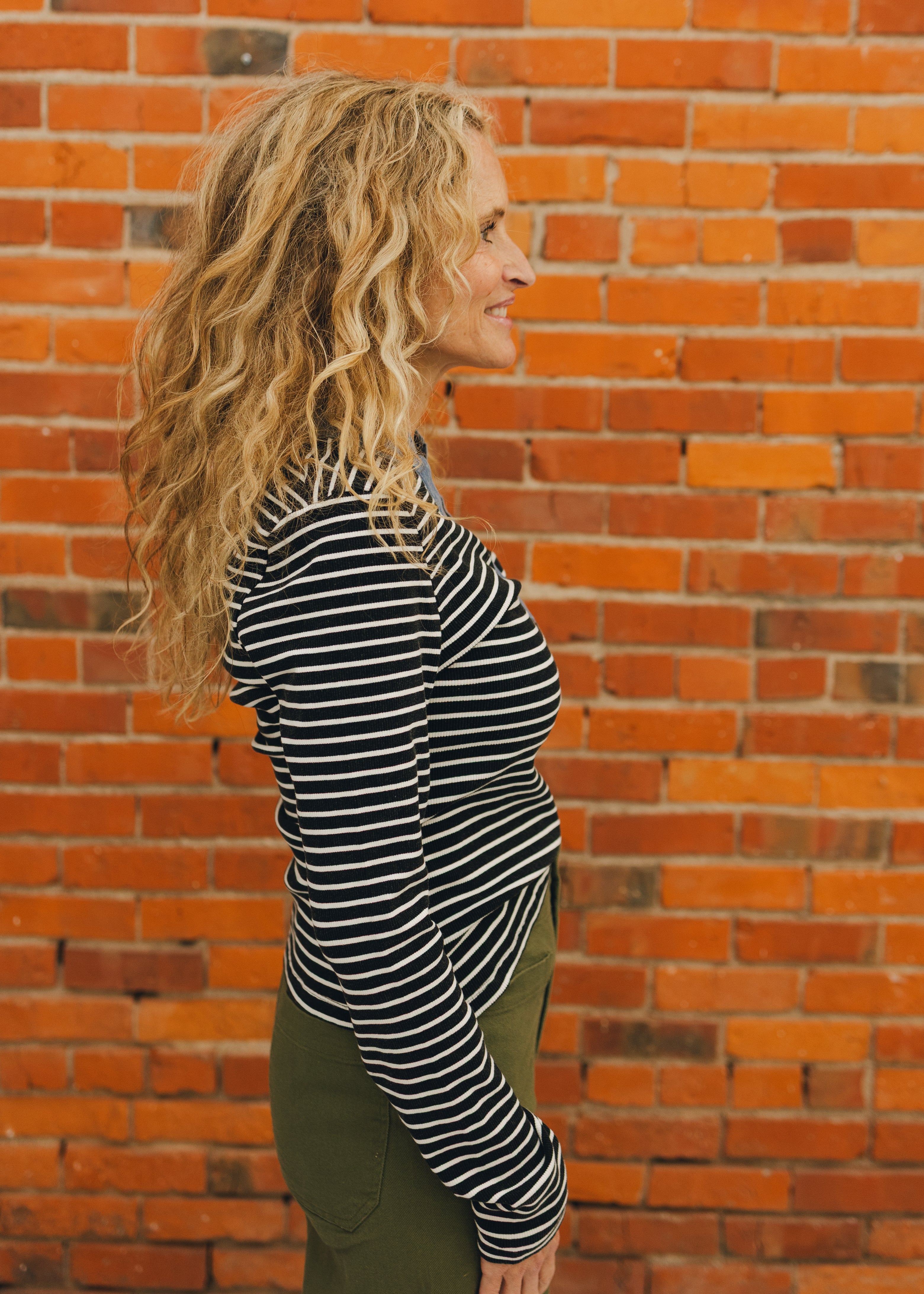 Striped Denim Contrast Top