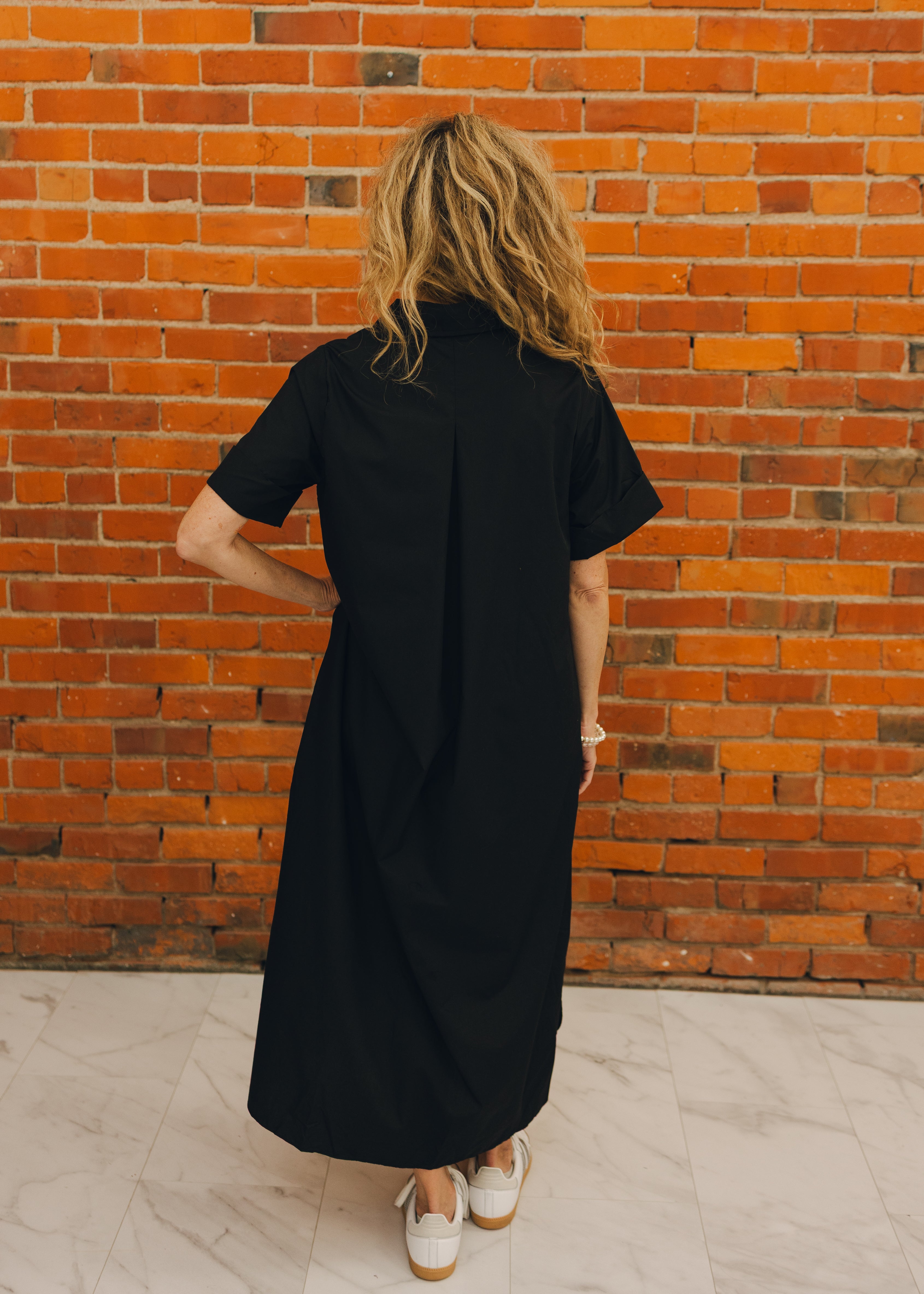 Solid Short Sleeve Midi Dress
