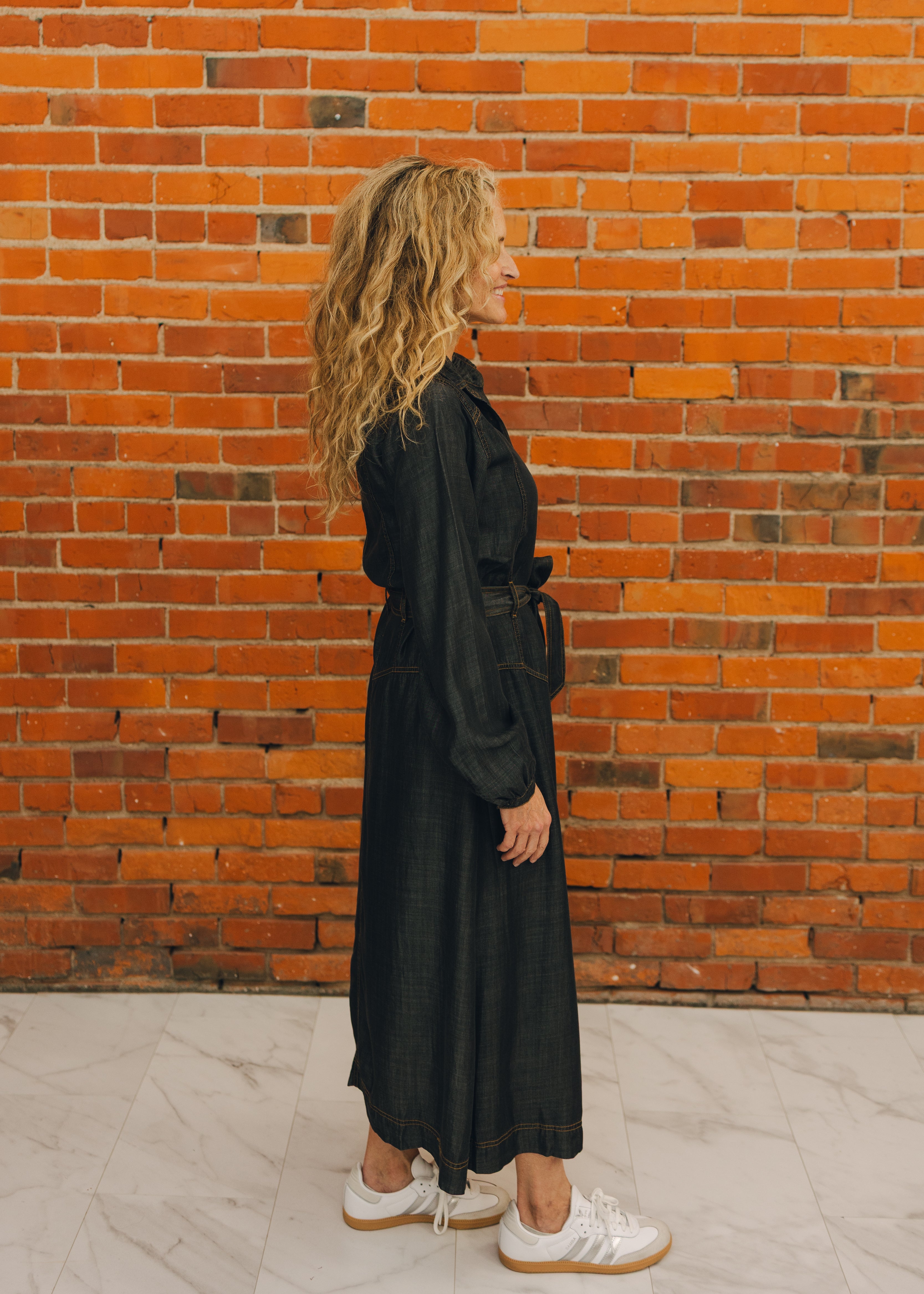 Elan Black Wash Collared Dress