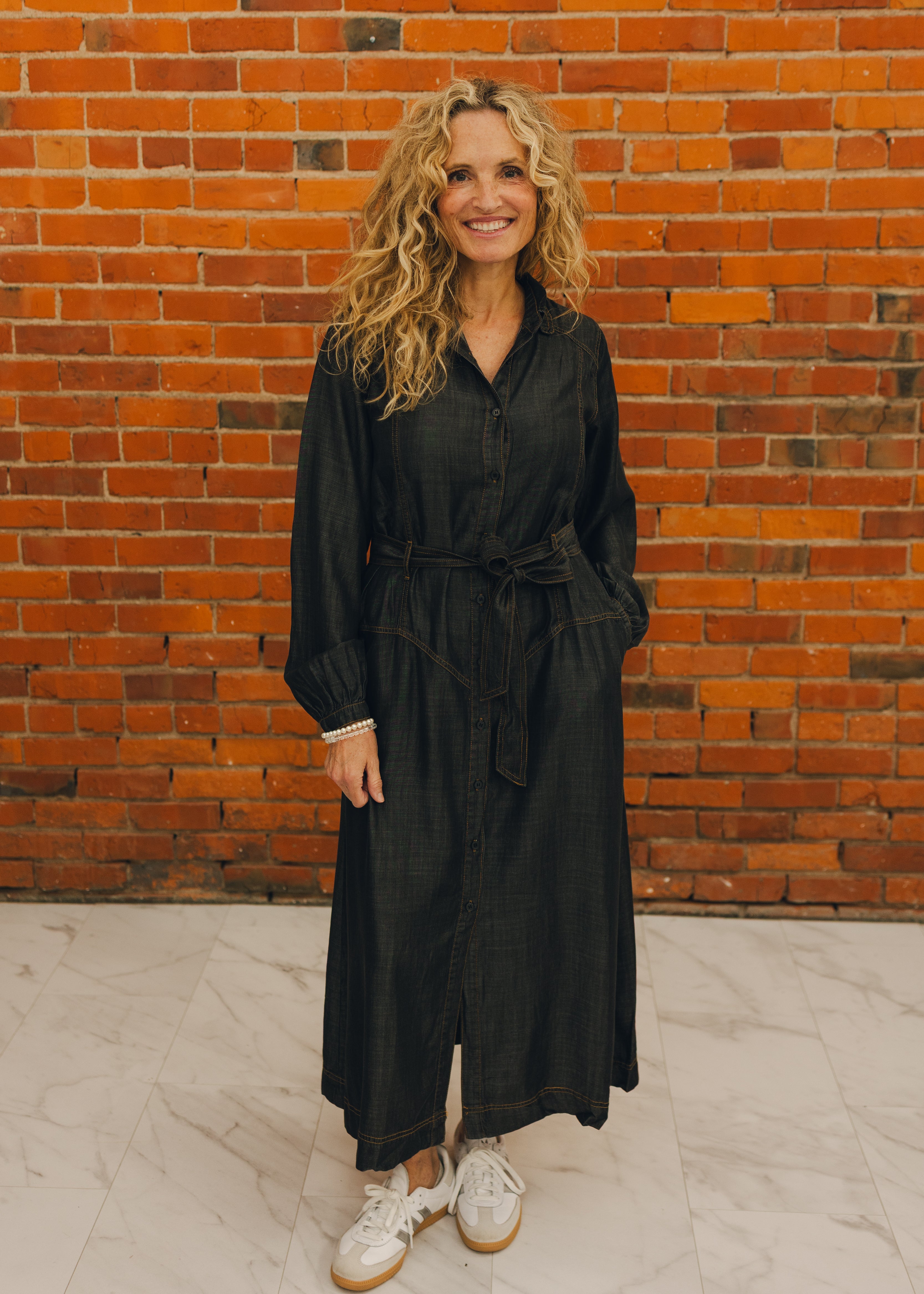 Elan Black Wash Collared Dress