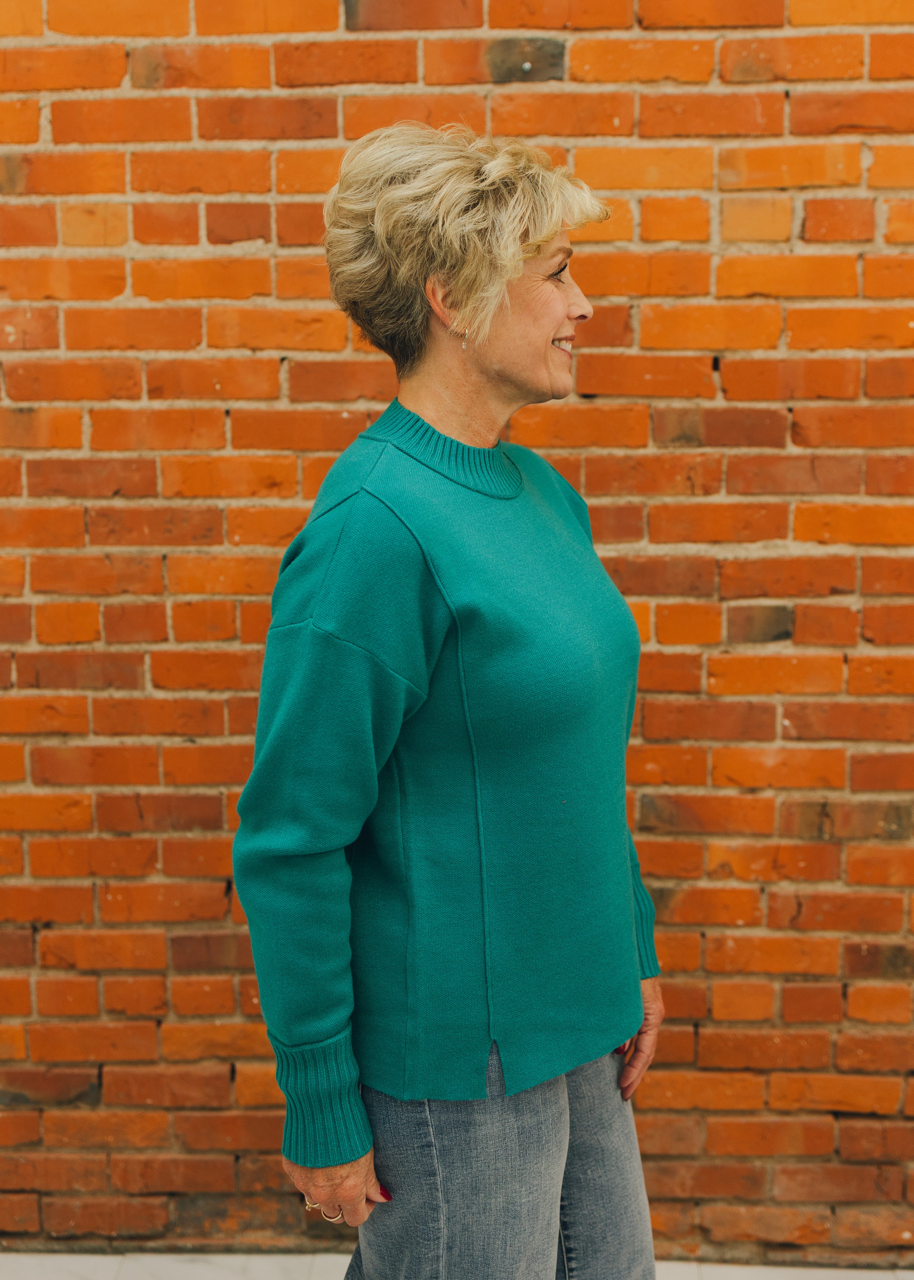 Mock Neck Pullover Sweater - Jade