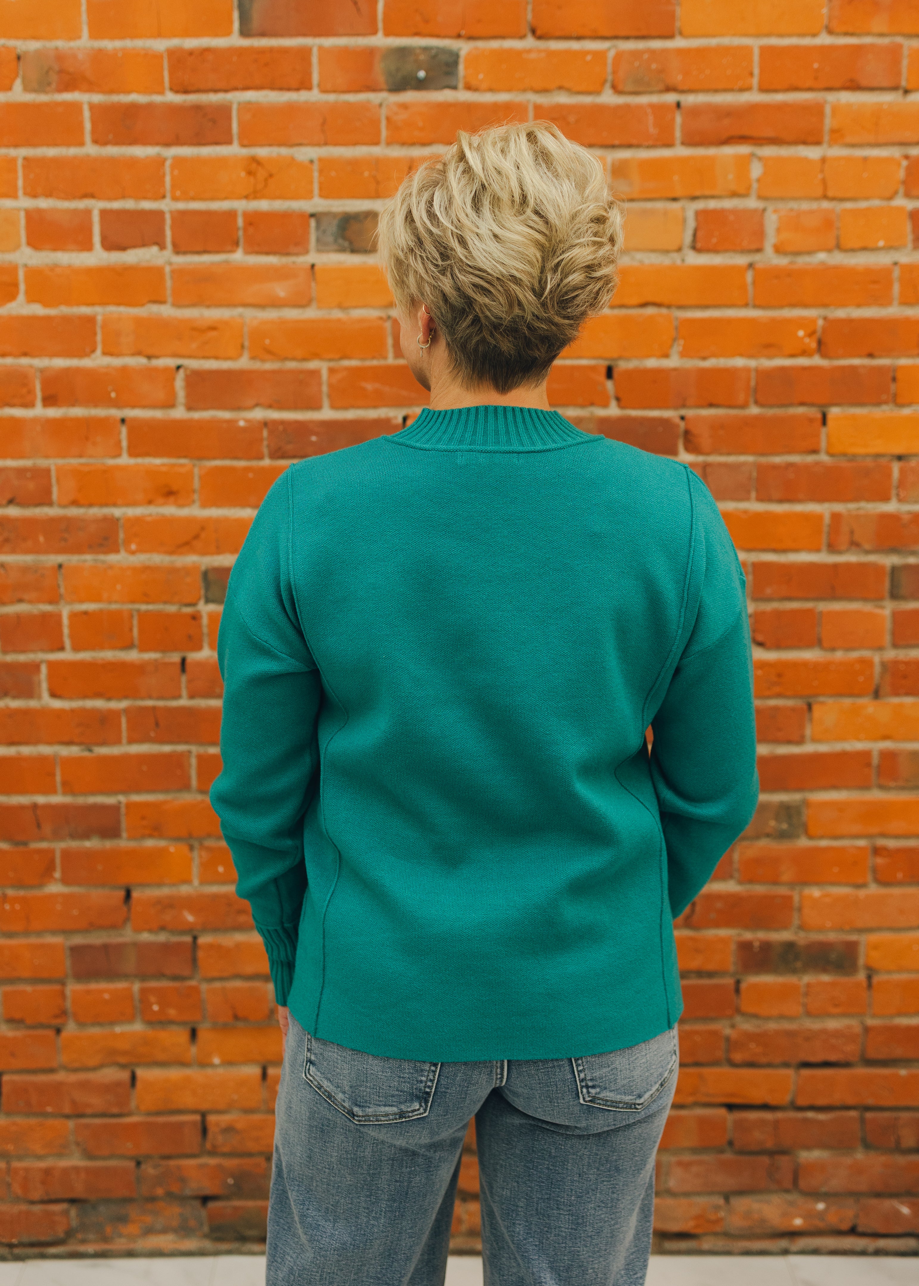 Mock Neck Pullover Sweater - Jade