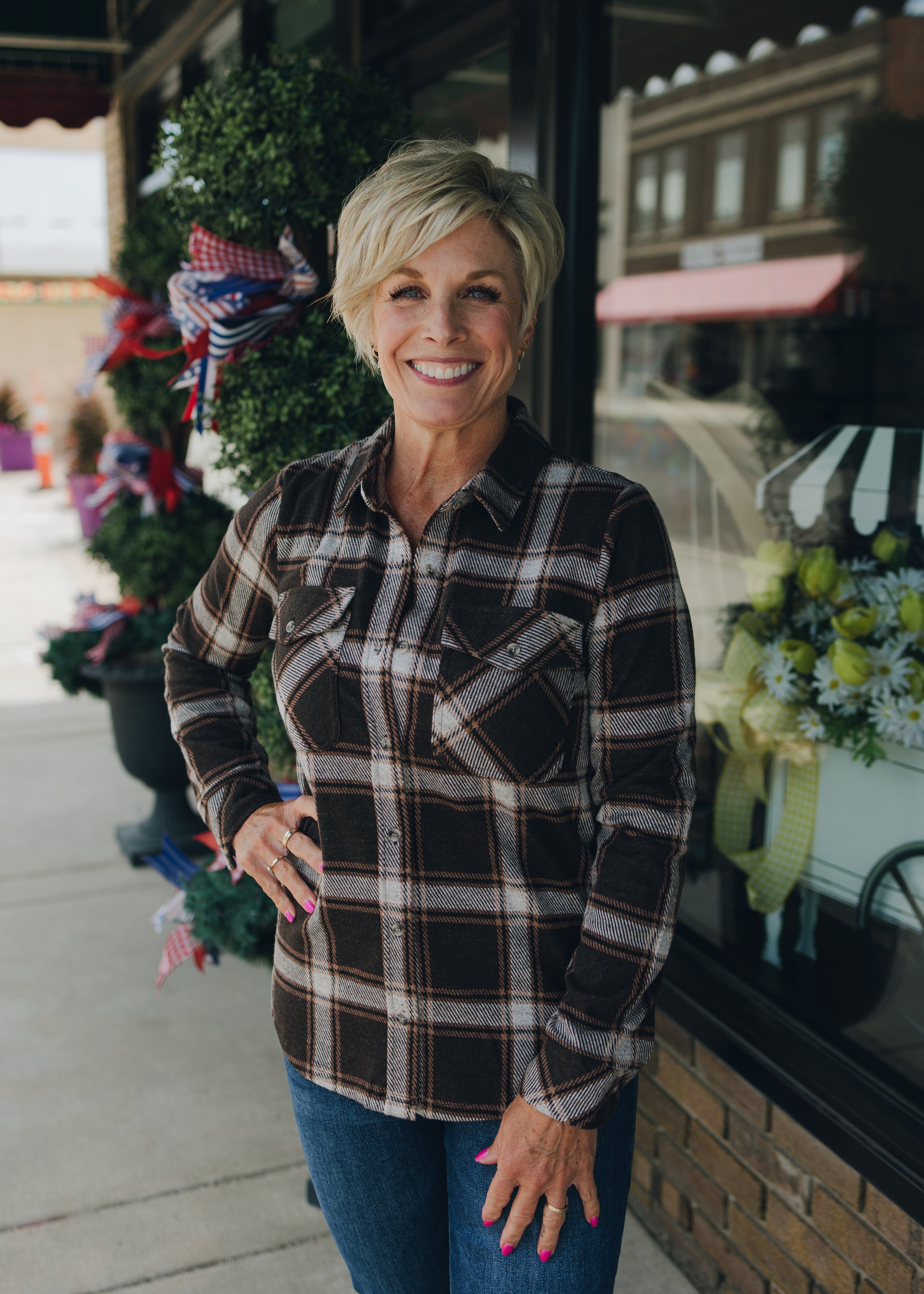 Thread & Supply Cassian Shirt - Coffee Ivory Plaid