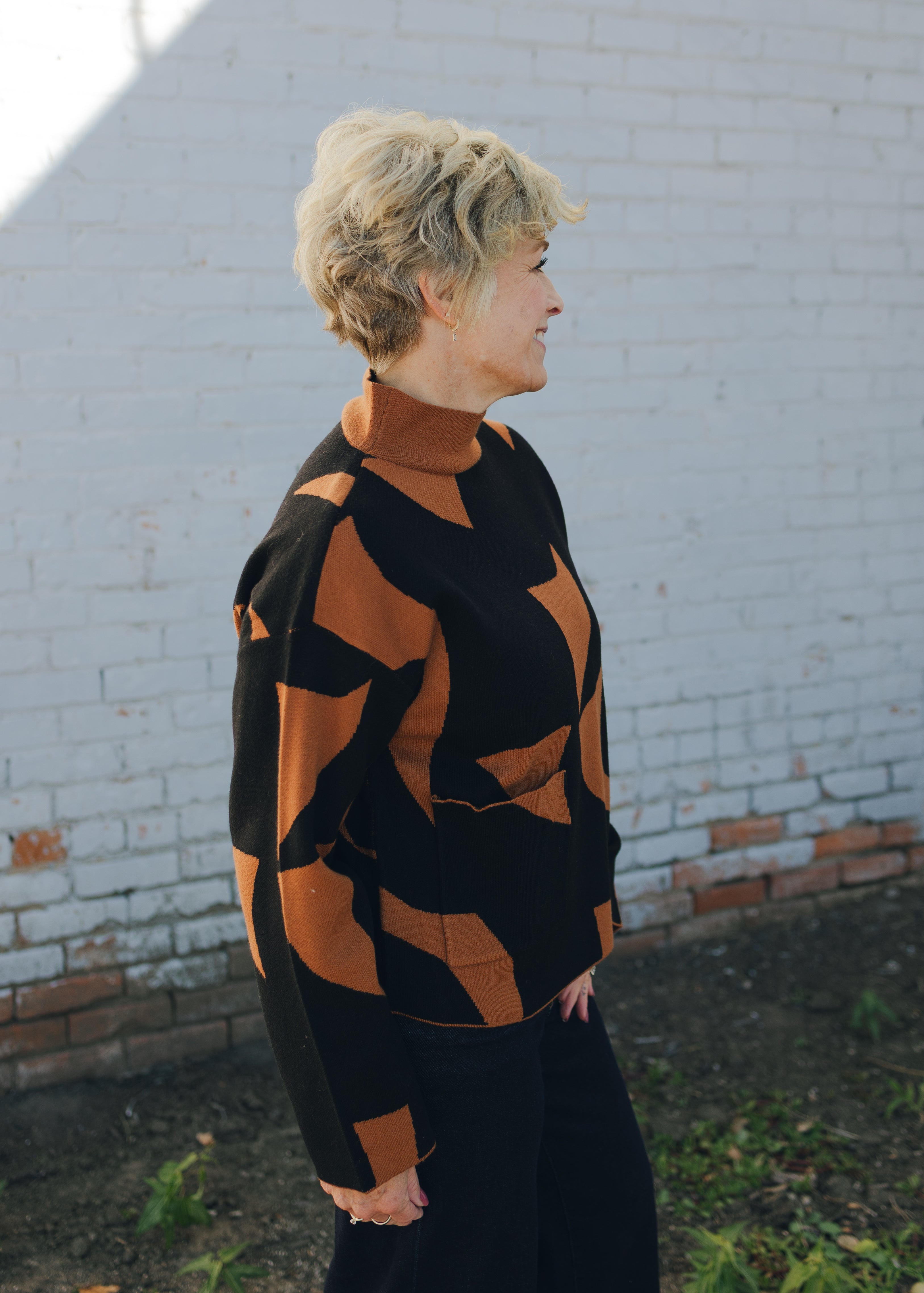 Tribal L/S Mock Neck Sweater w/ Pocket