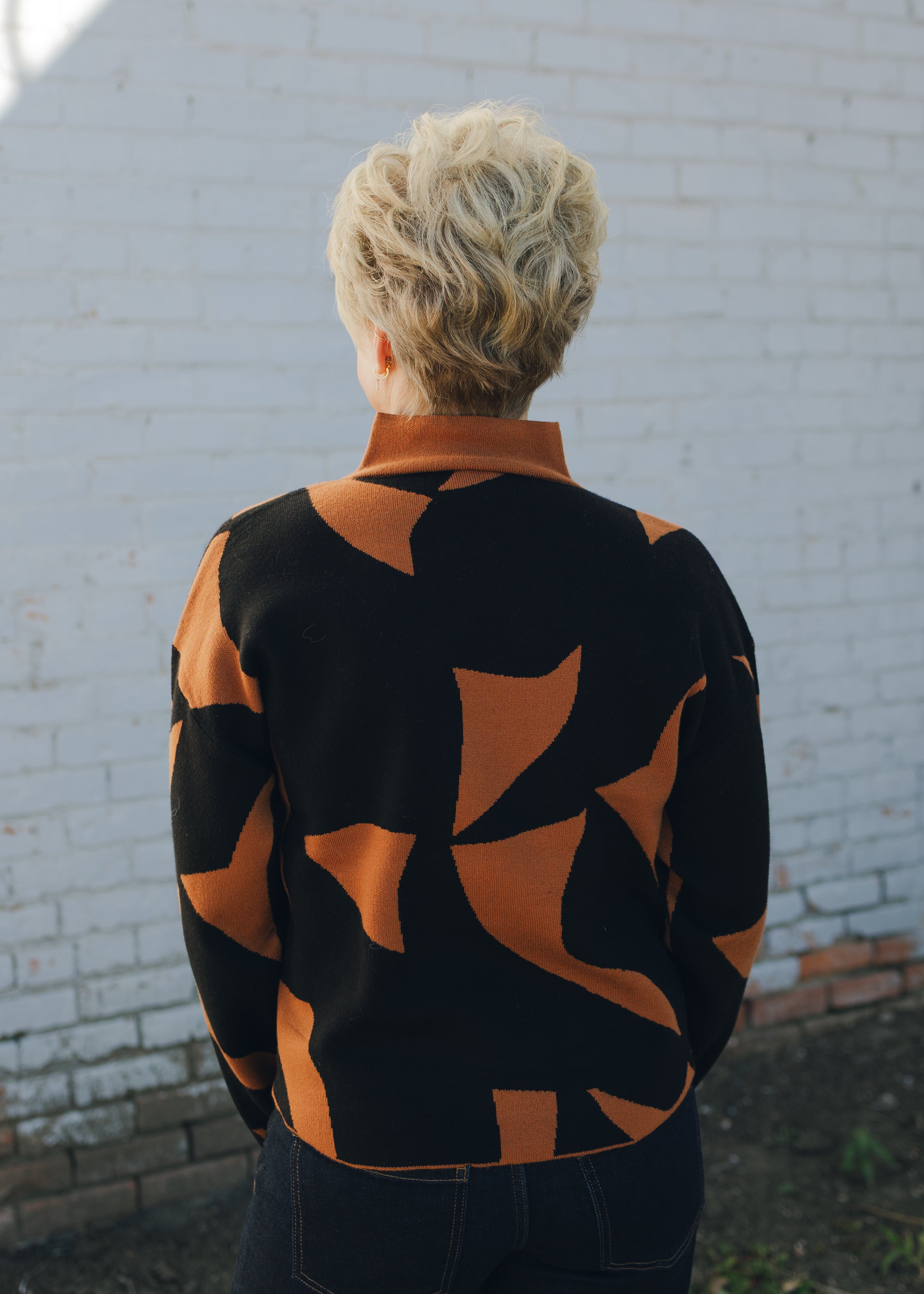 Tribal L/S Mock Neck Sweater w/ Pocket