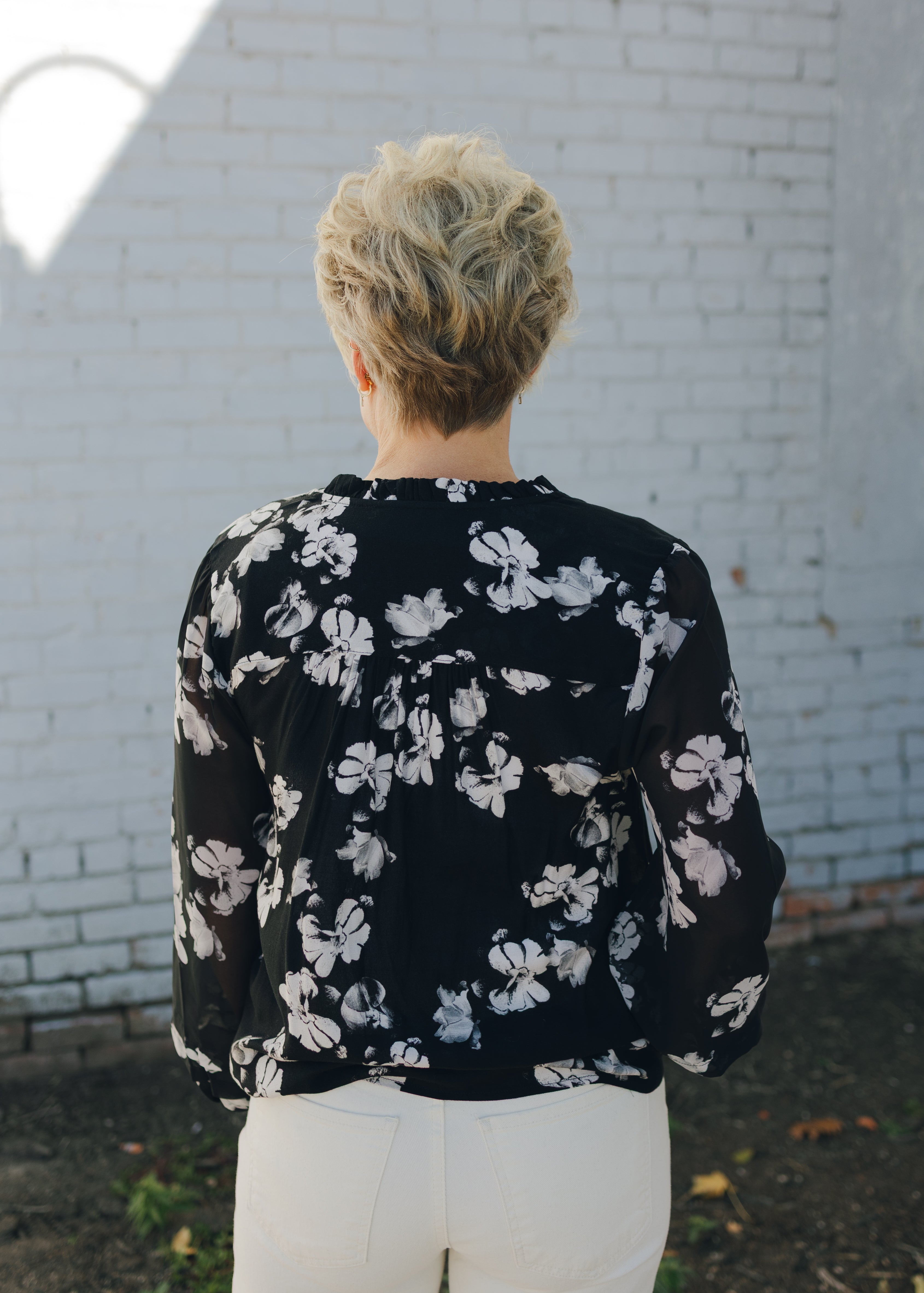 Liverpool Long Sleeve Popover Shirred Blouse