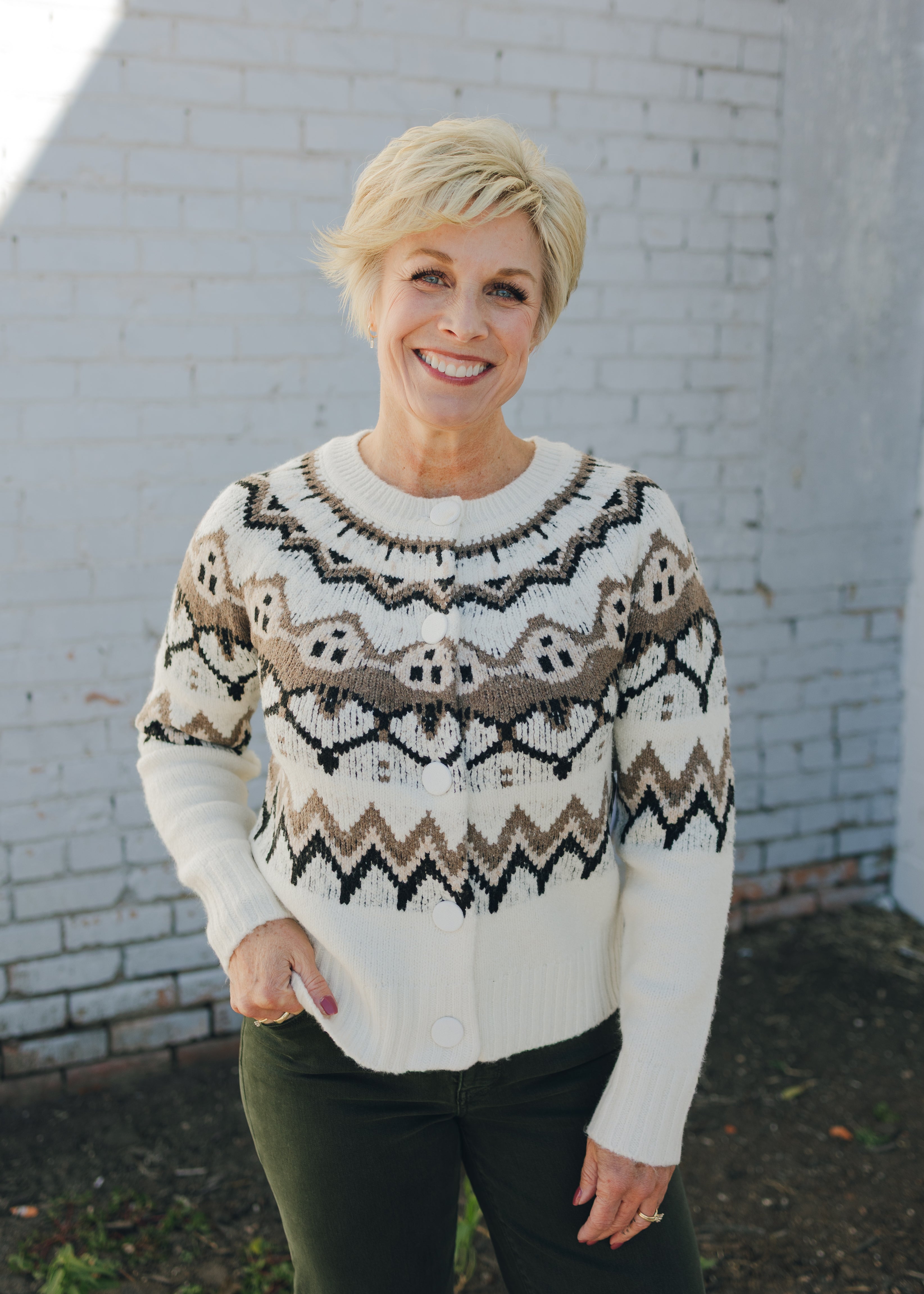 Tribal L/S Button Front Sweater Cardigan