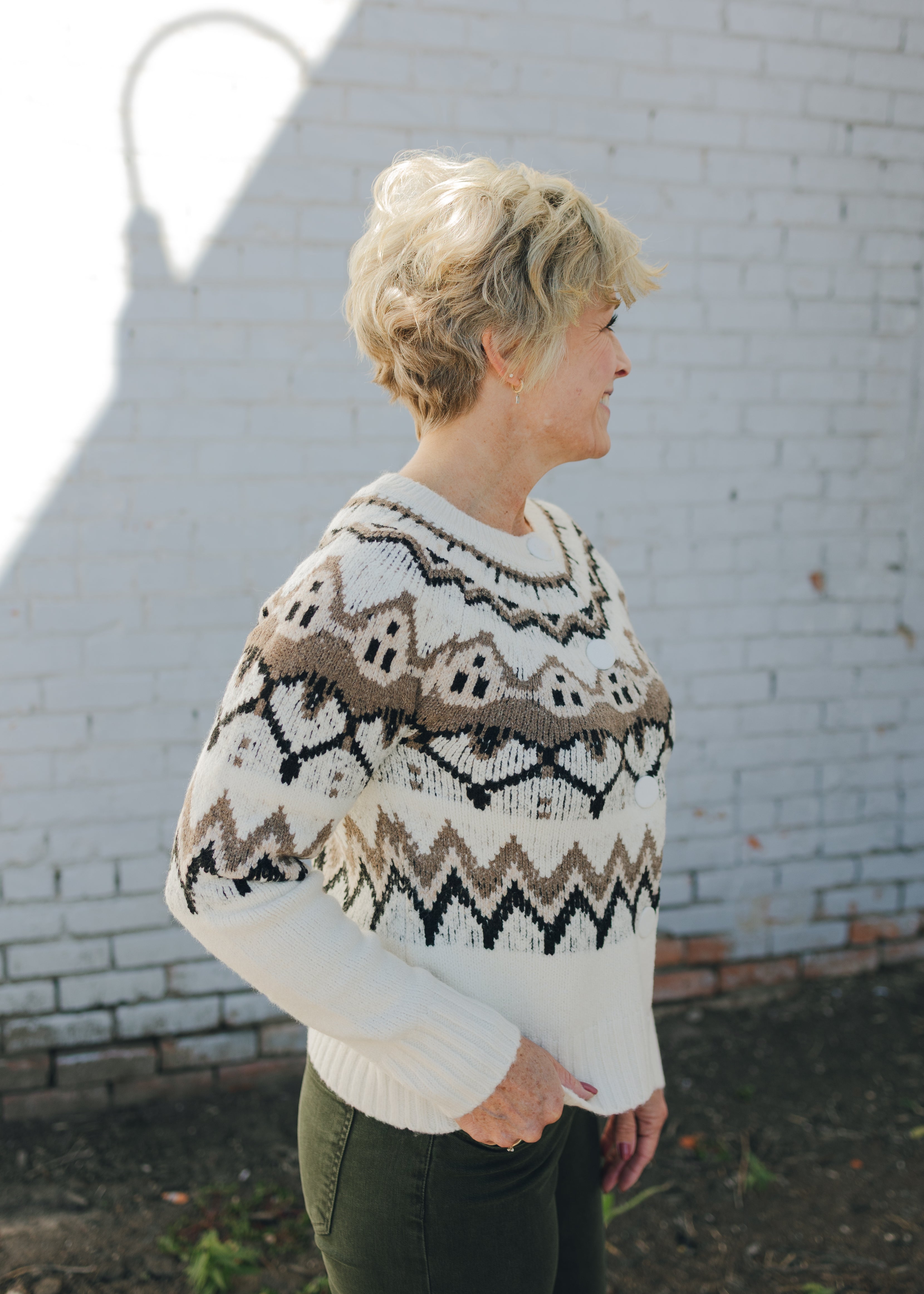 Tribal L/S Button Front Sweater Cardigan