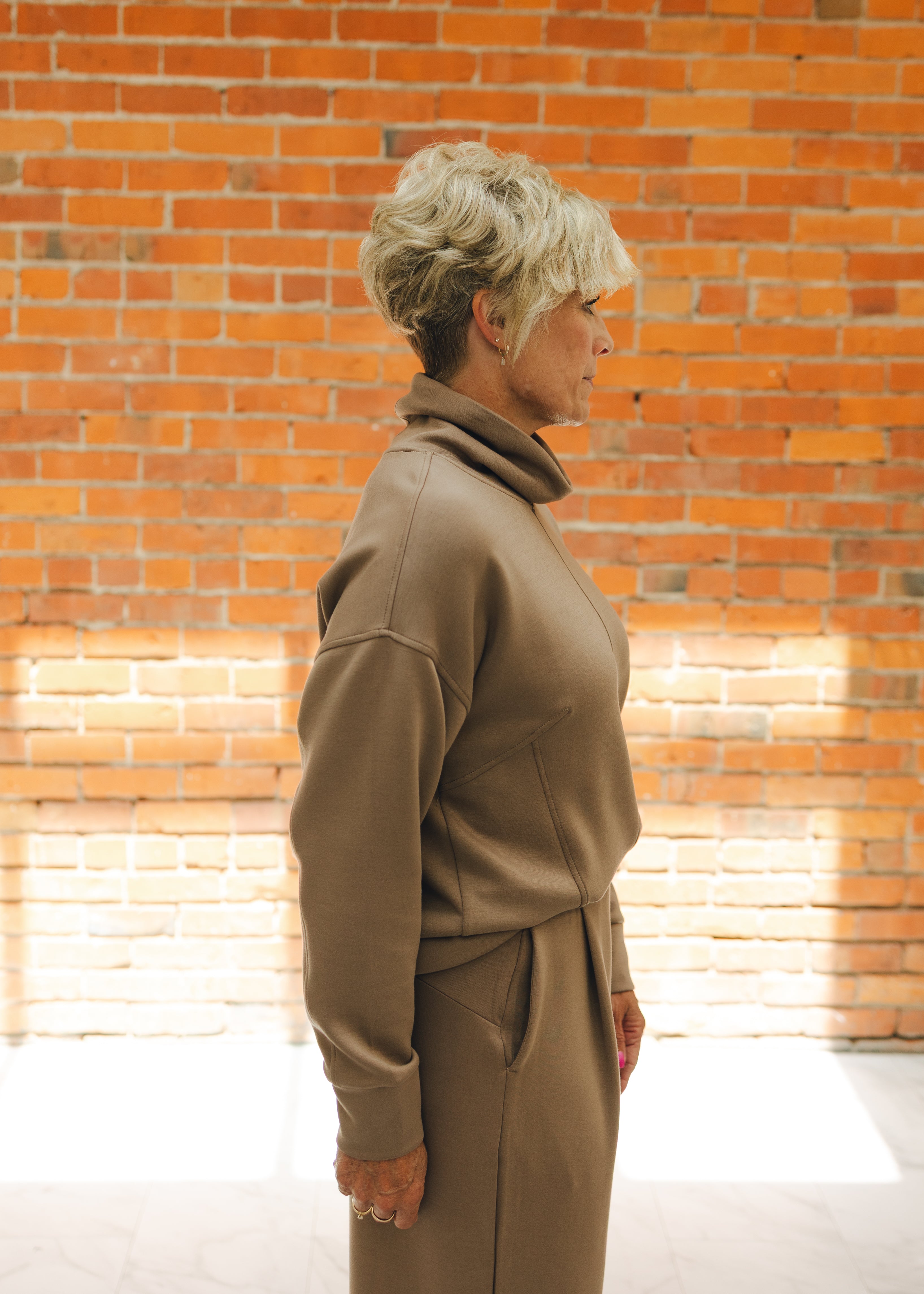 Tribal Funnel Neck Top - Fossil