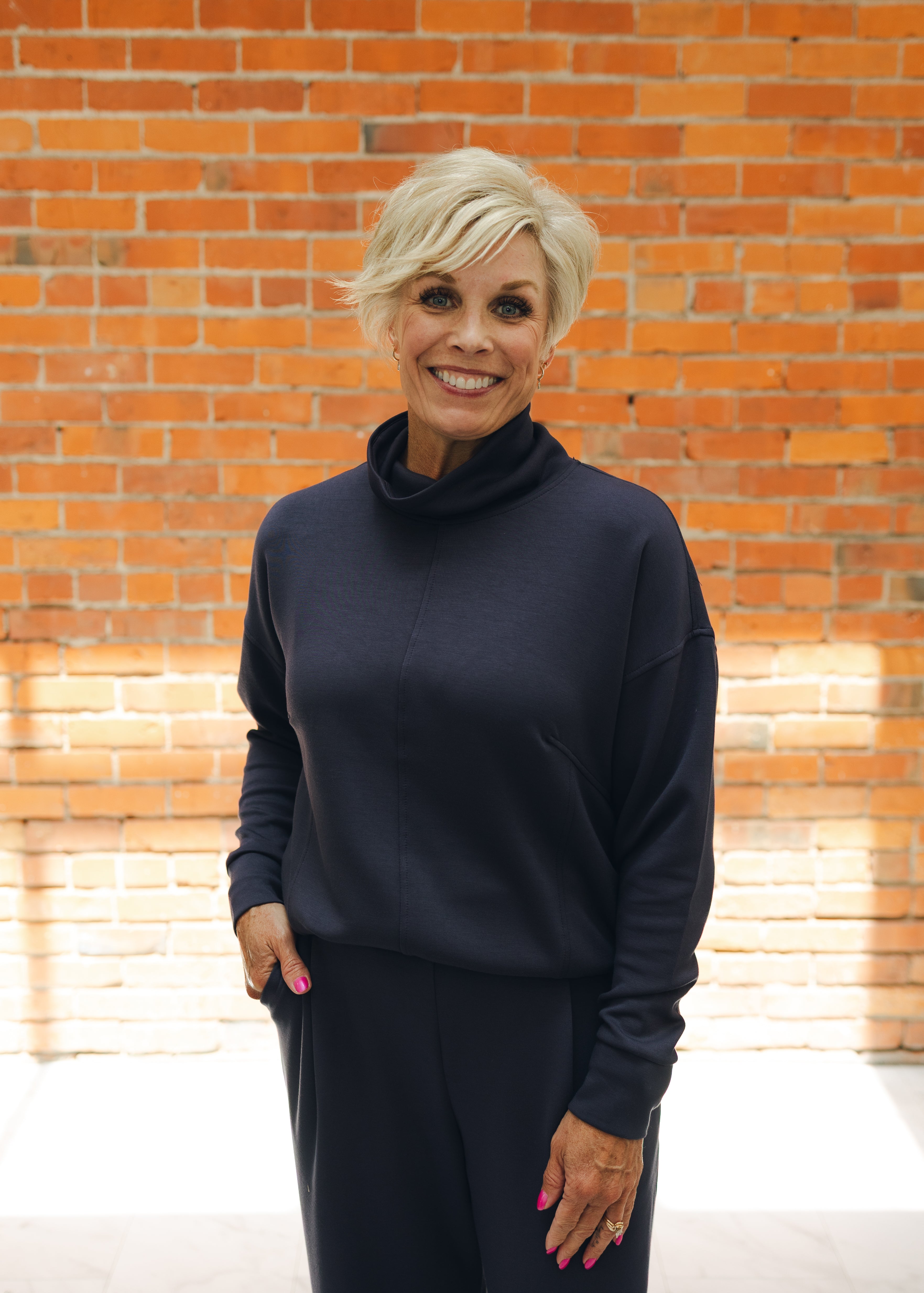 Tribal Funnel Neck Top - Sapphire