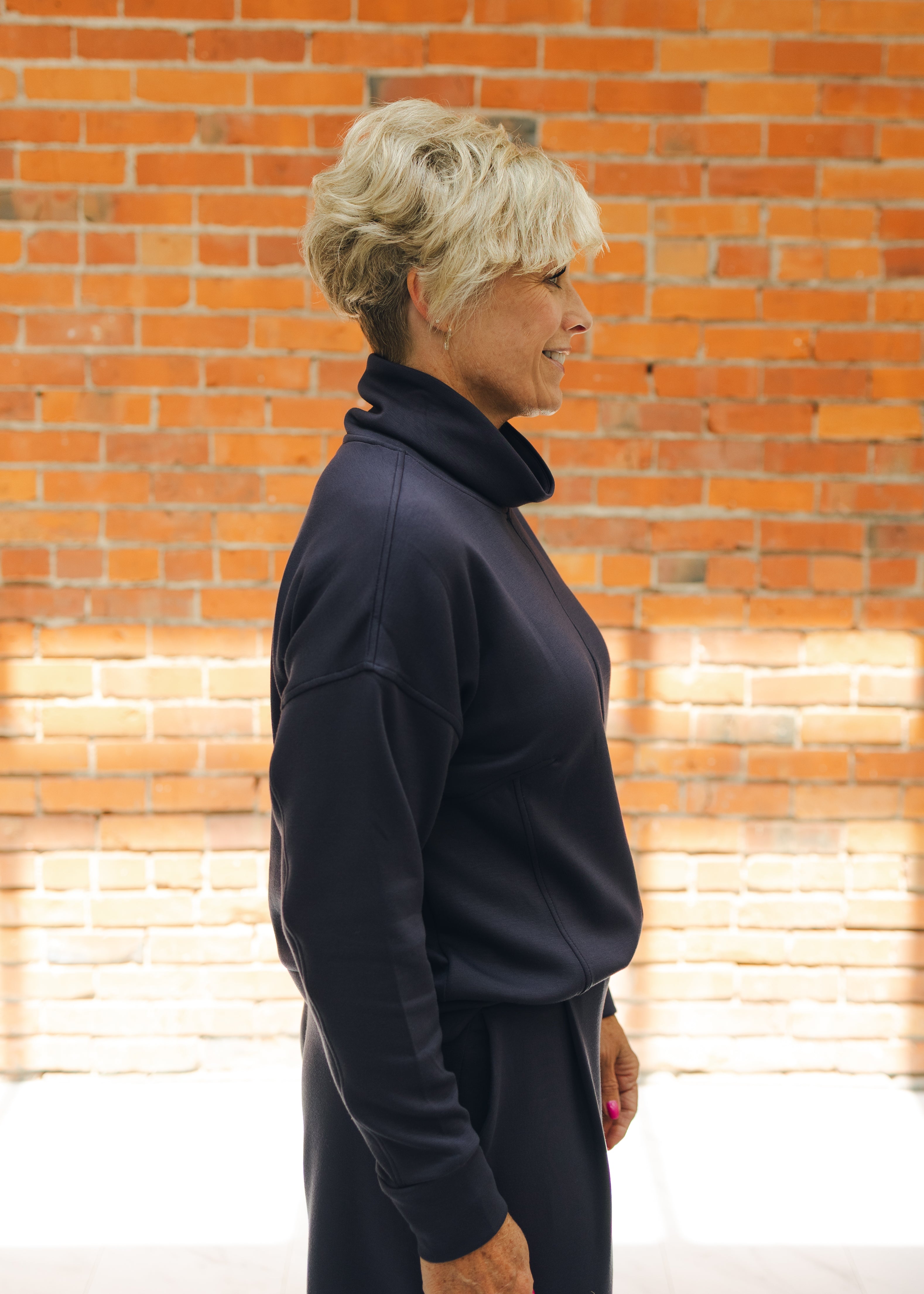 Tribal Funnel Neck Top - Sapphire