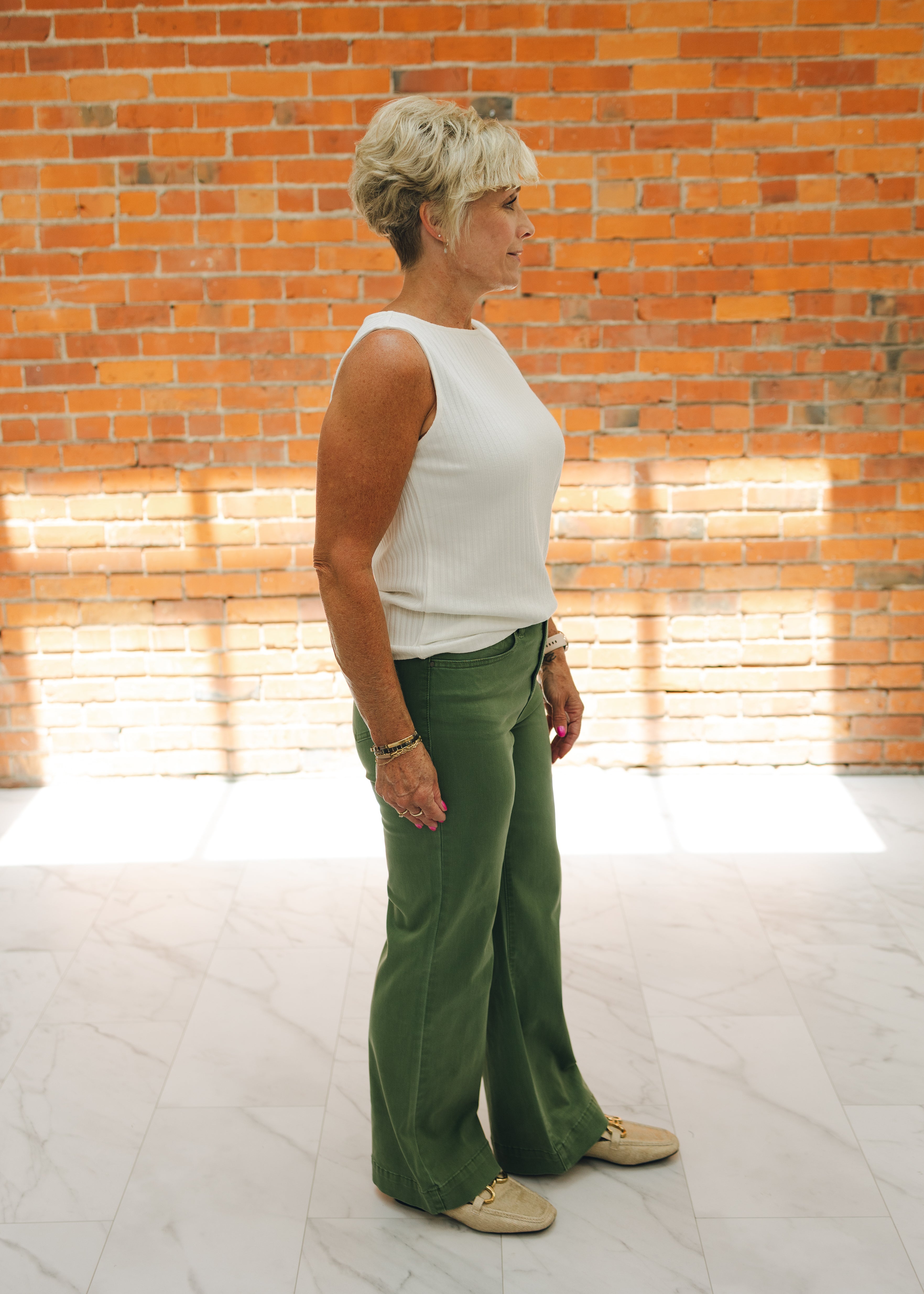 Tribal Fly Front Wide Leg Pants