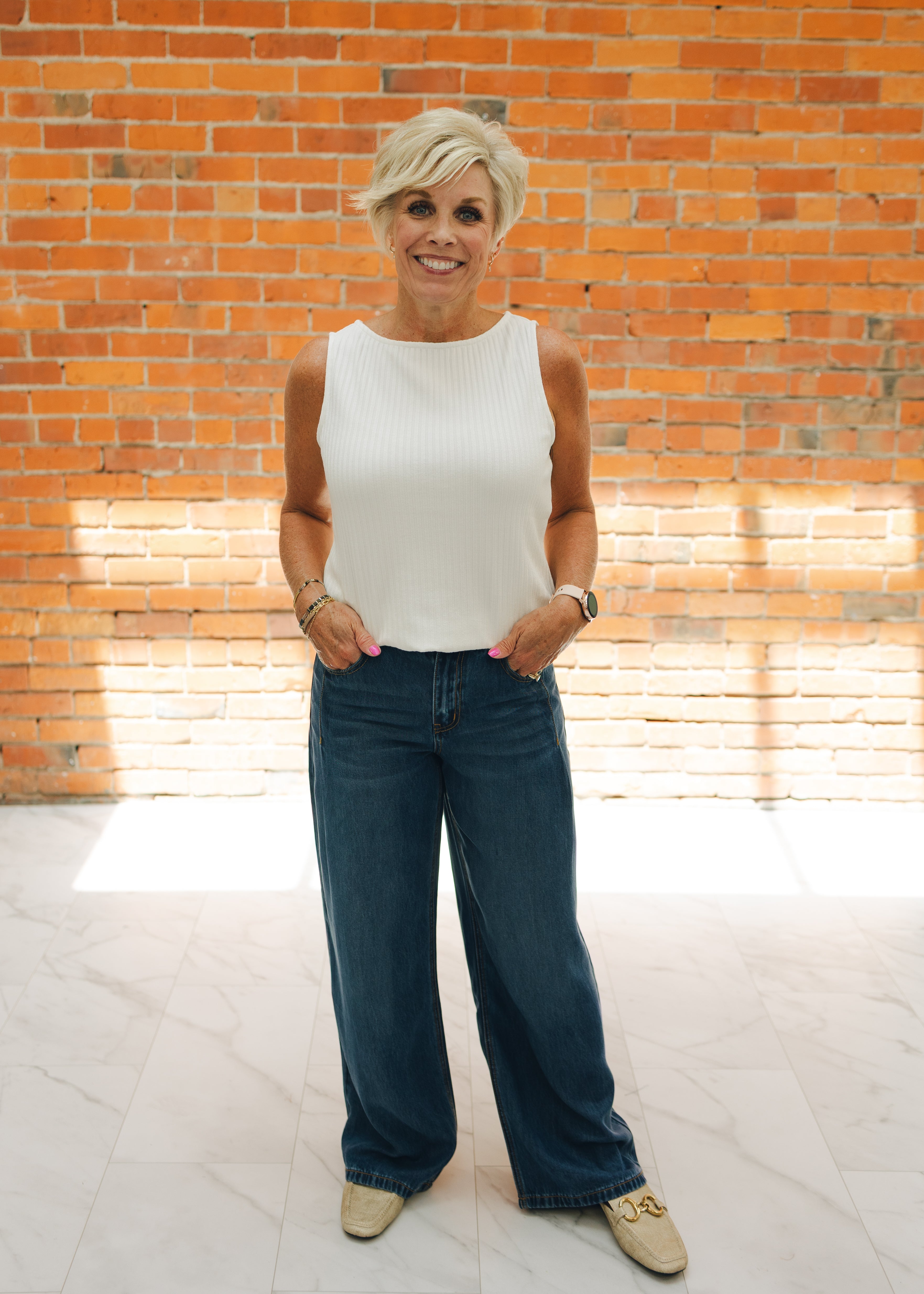 Tribal Audrey Pleated Wide Leg Jeans