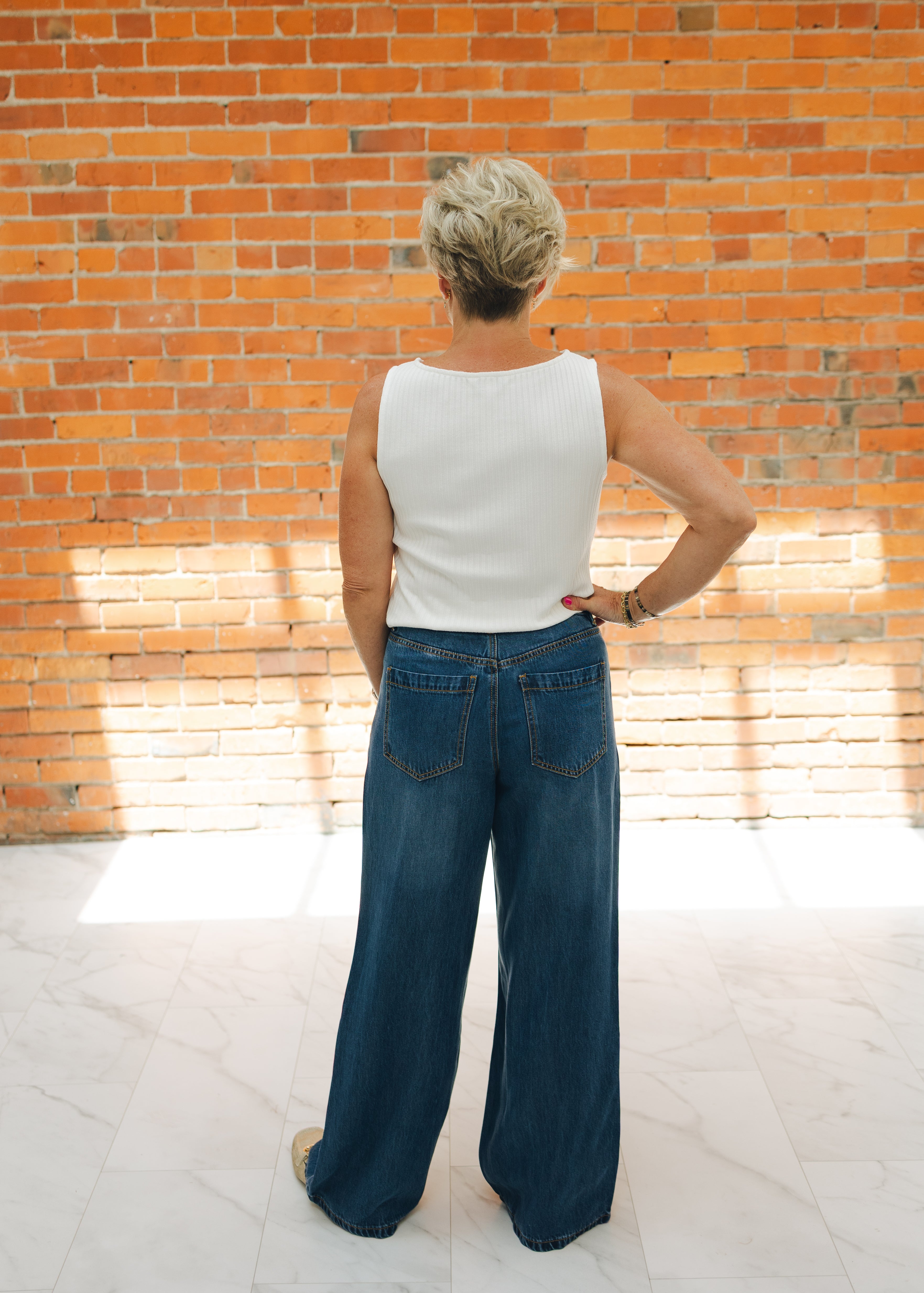 Tribal Audrey Pleated Wide Leg Jeans