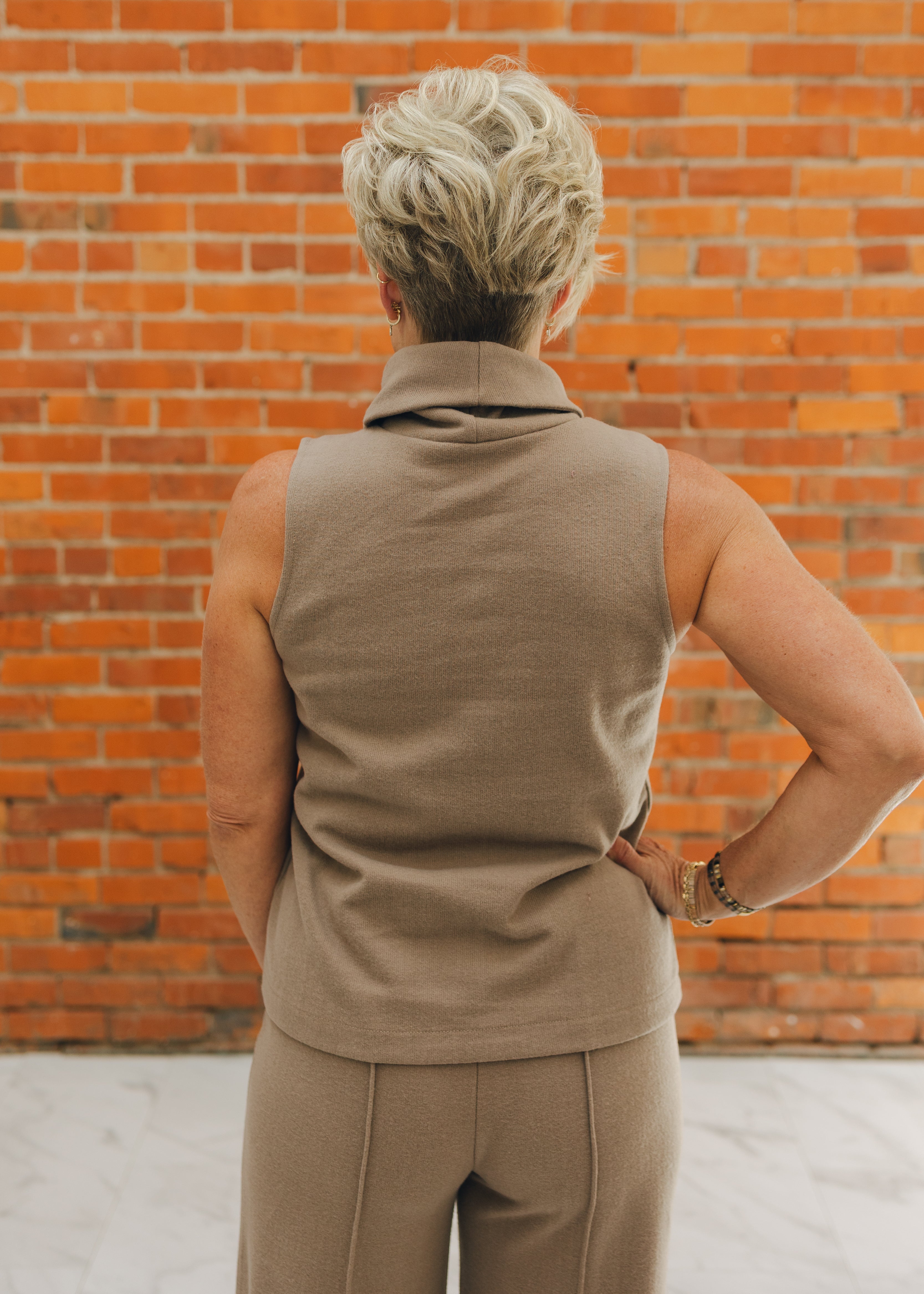 Dex Rolled Neck Seamed Top