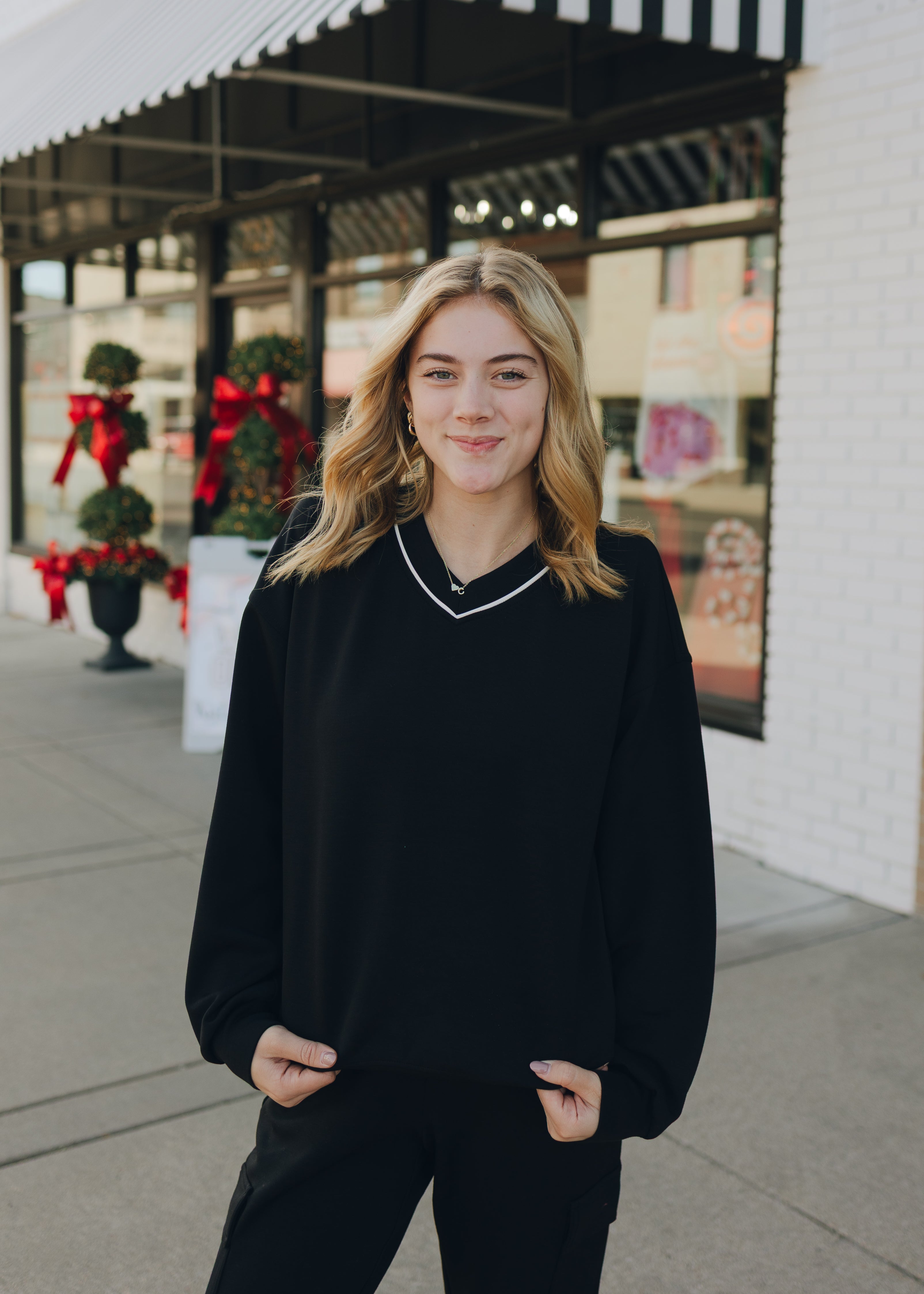 Modal Poly Piping V-Neck Top