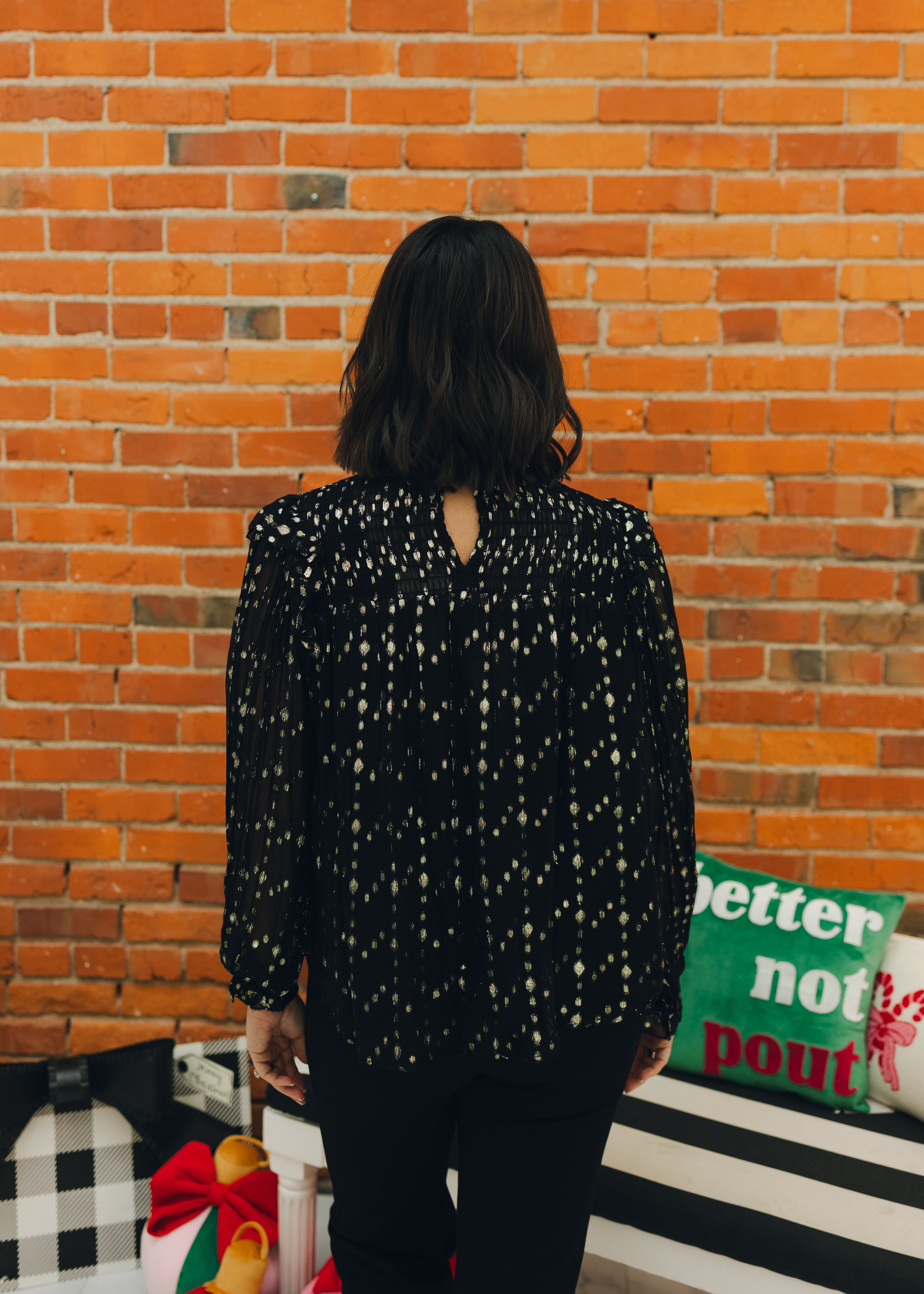 Long Sleeve Mock Tie Neck