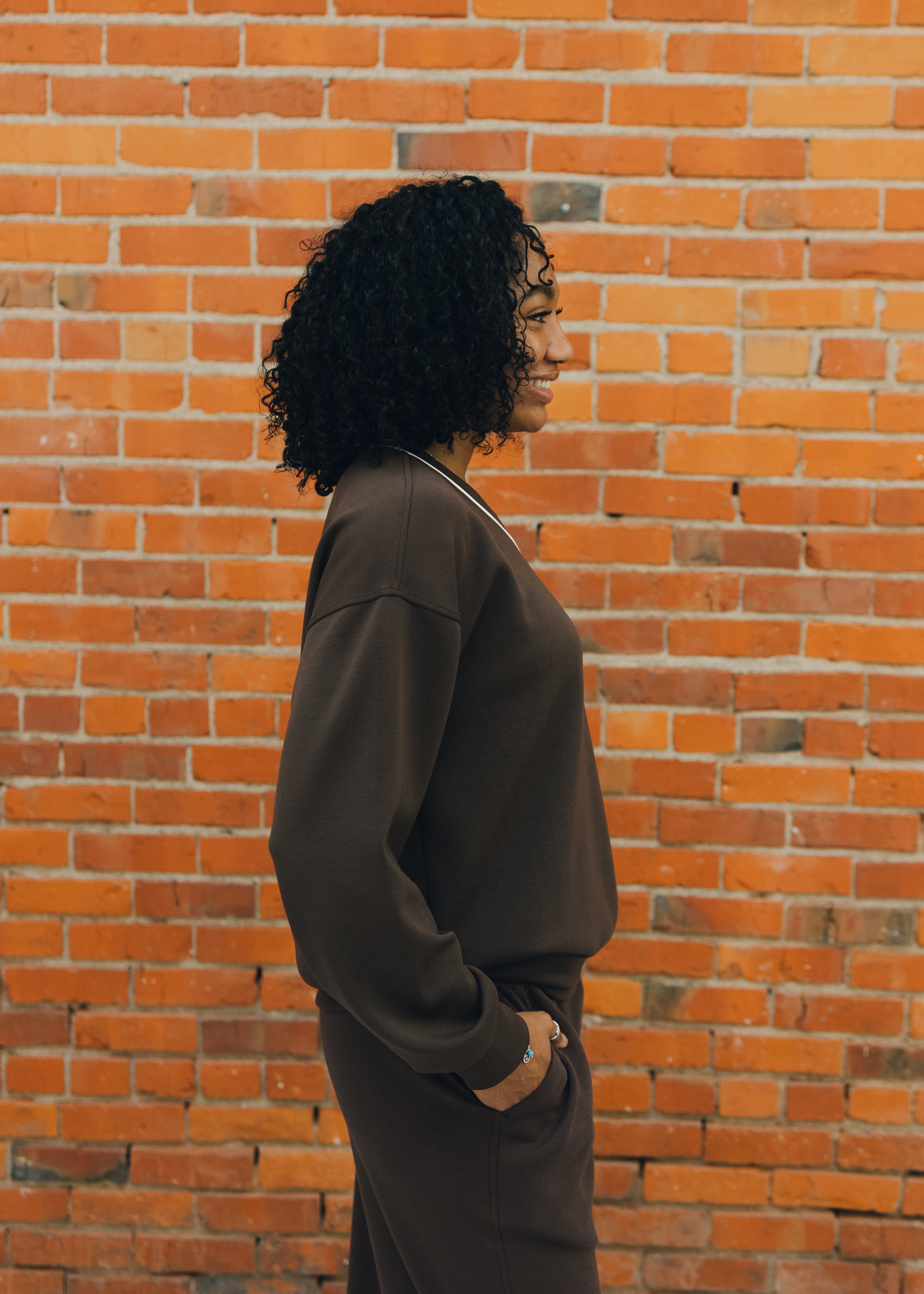 Modal Poly Piping V-Neck Top