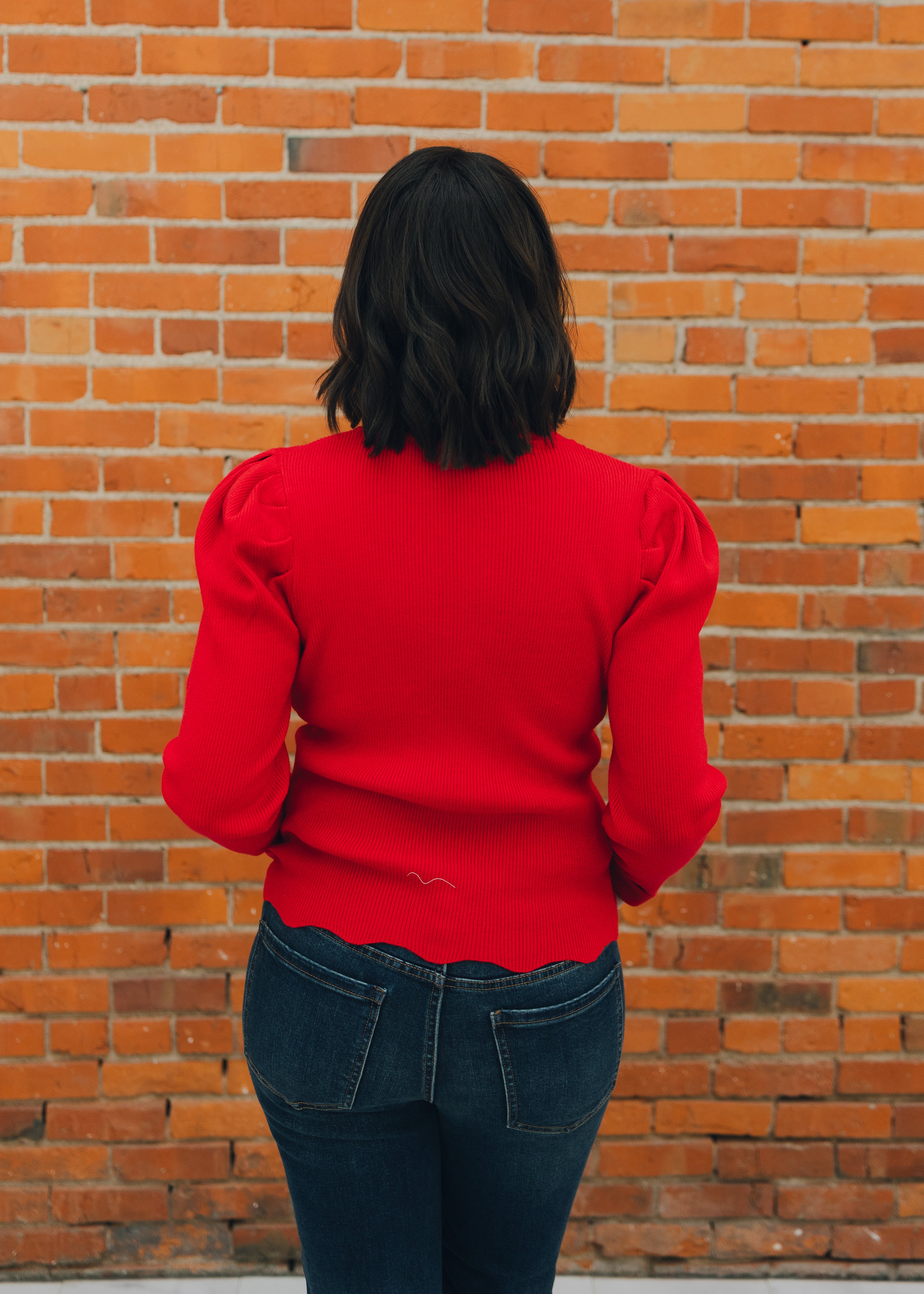 Ribbed Puffed Long Sleeve Sweater