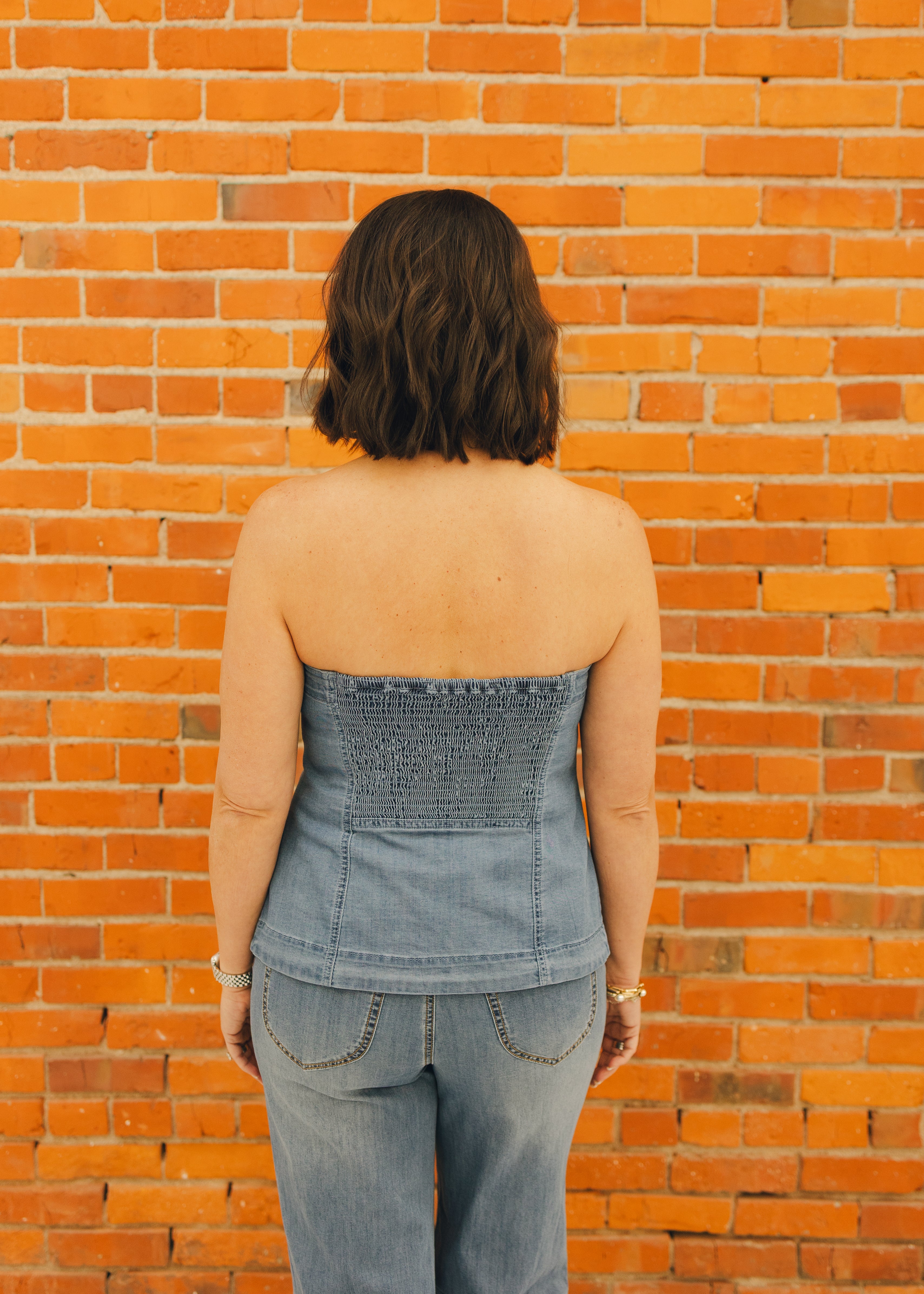Tribal Button Down Denim Bustier