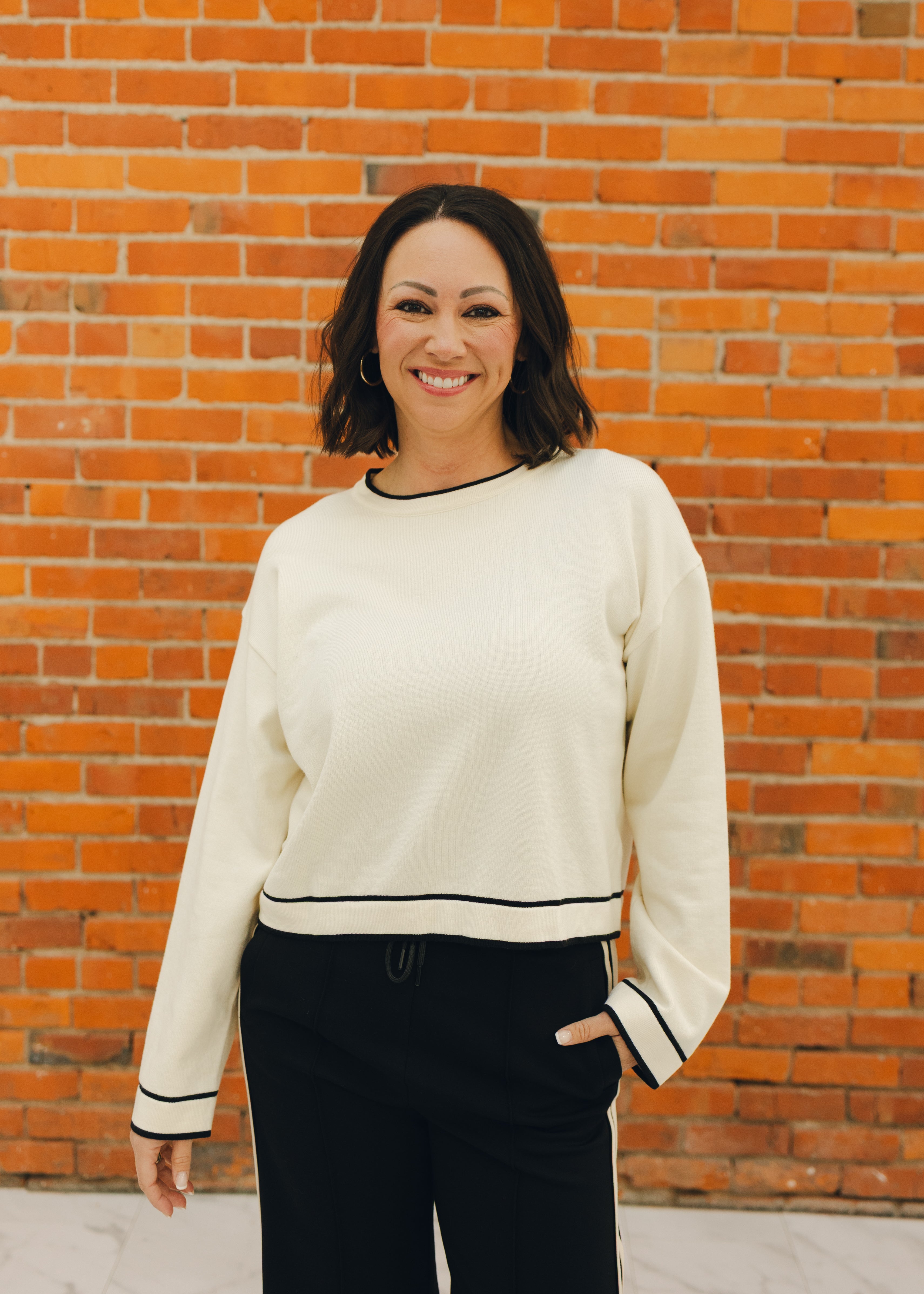 Elan Contrast Crew Neck Sweater