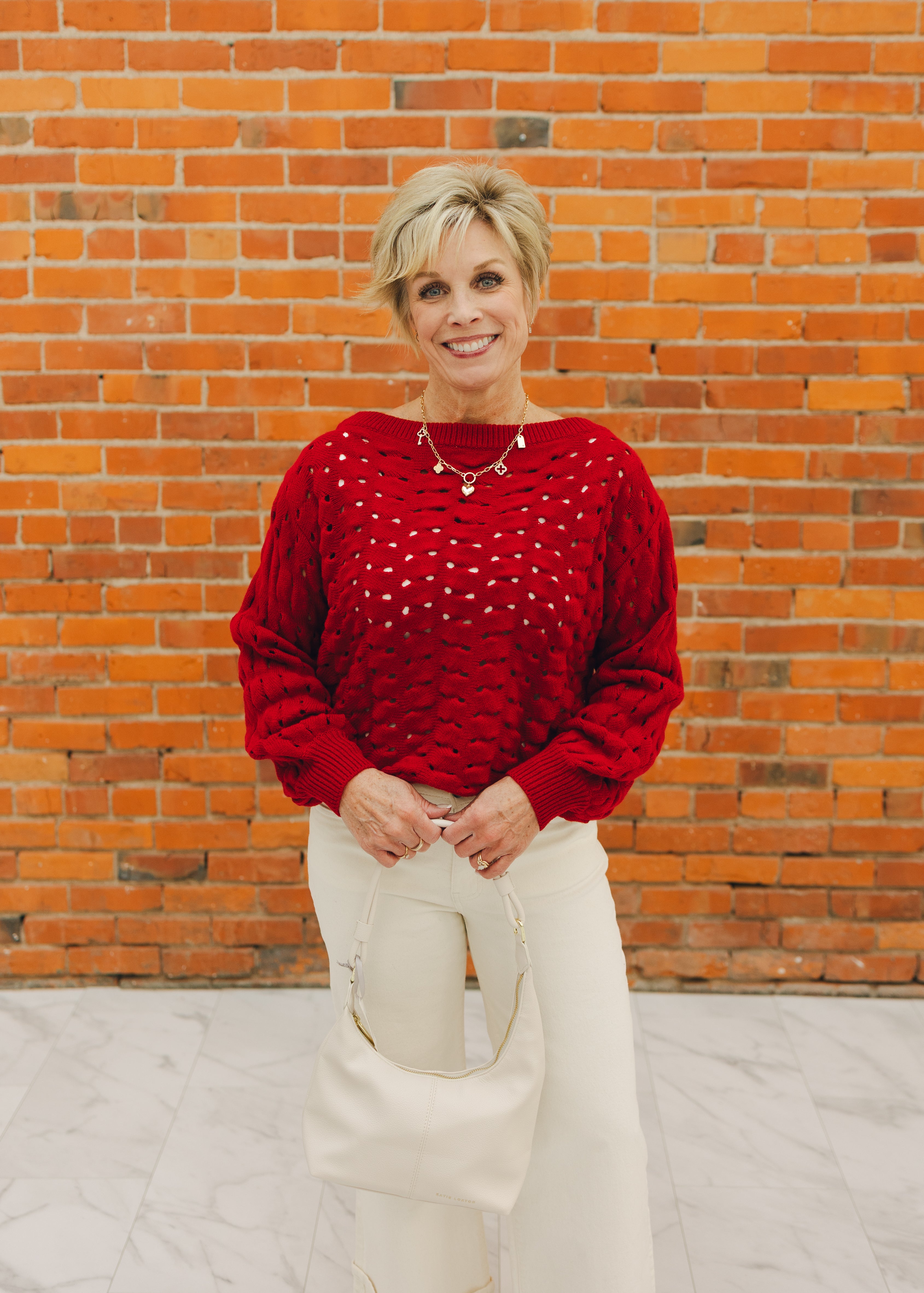 Elan Wide Neck Open Knit Sweater
