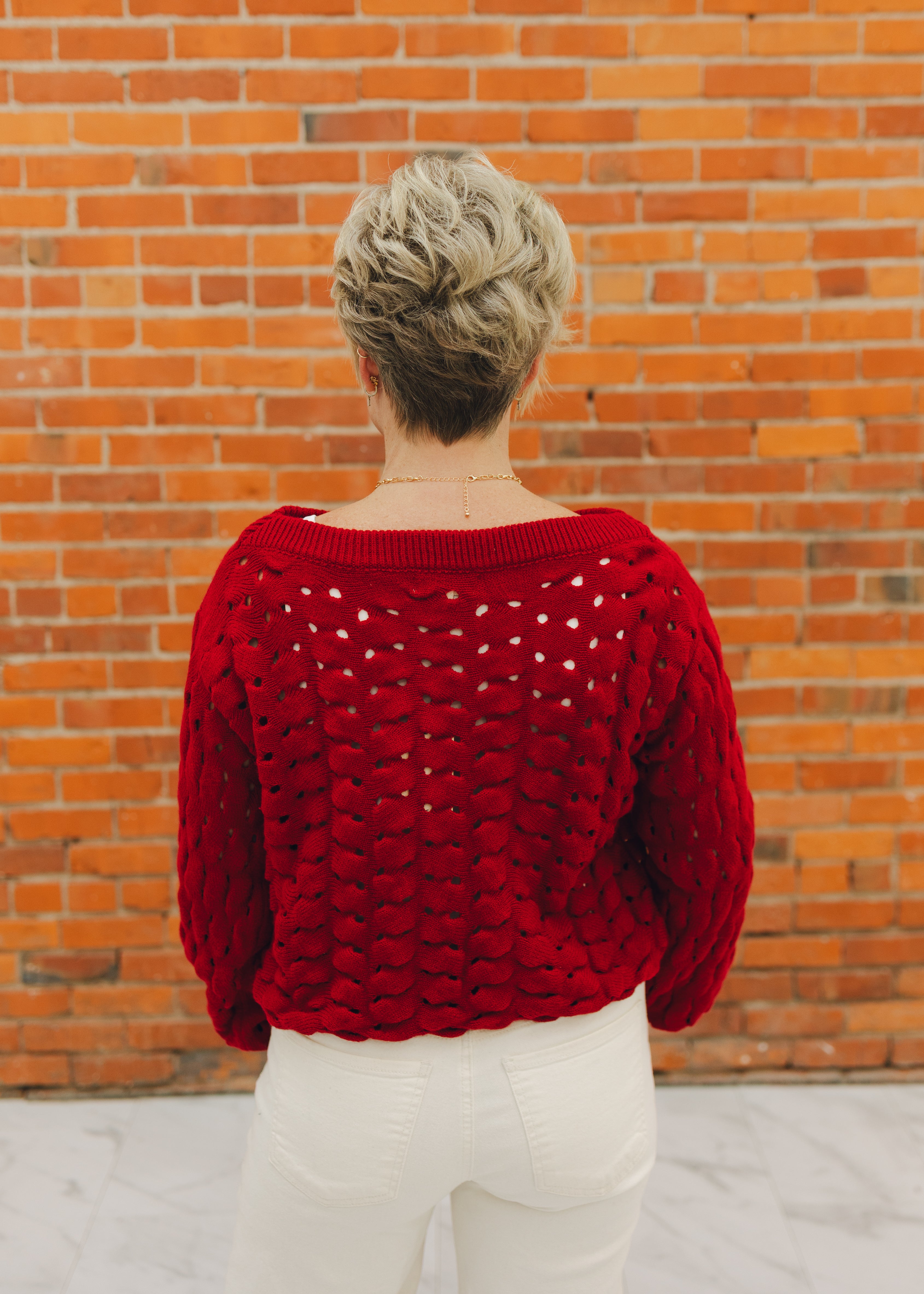 Elan Wide Neck Open Knit Sweater