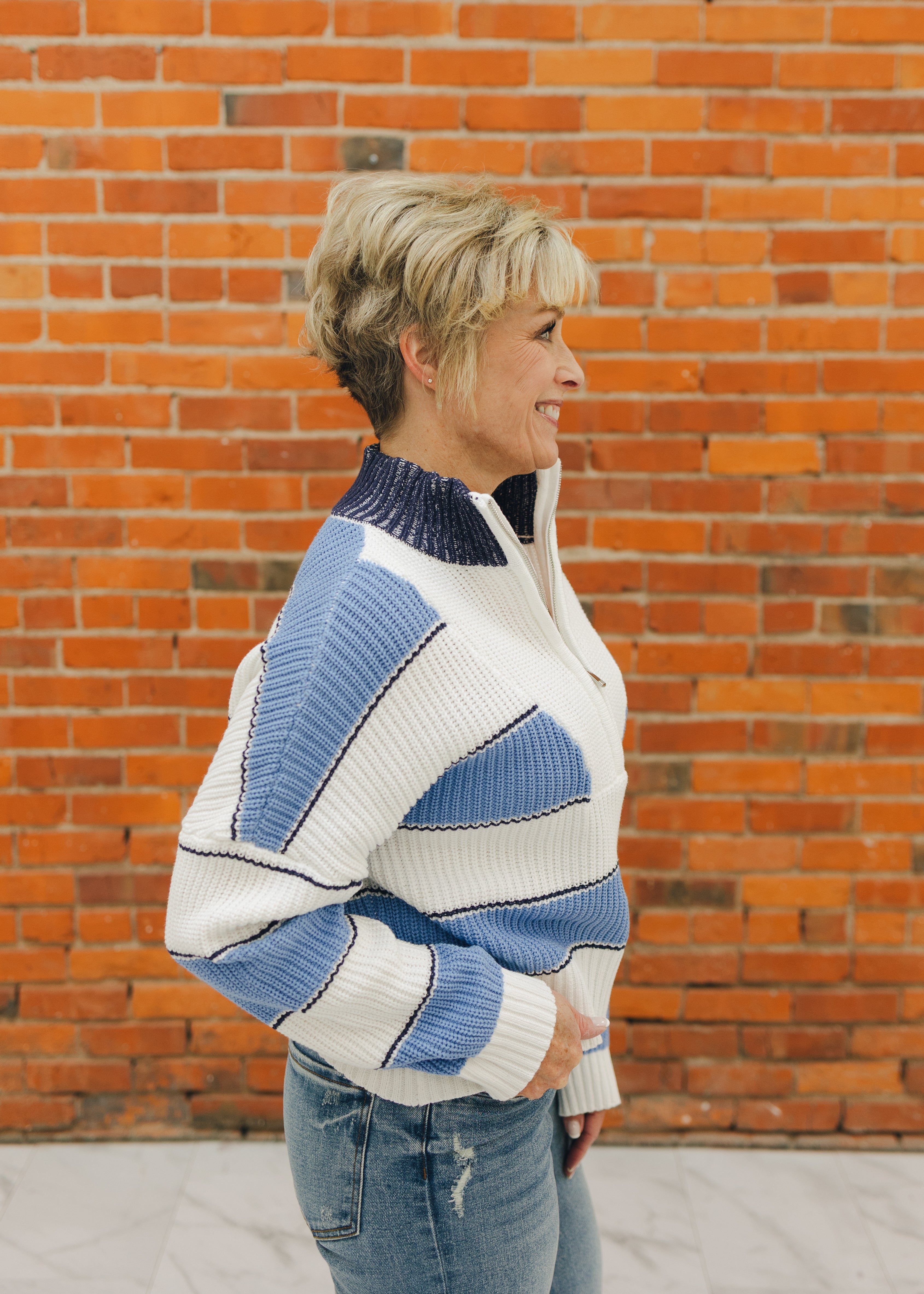 Elan 1/4 Zip Striped Sweater