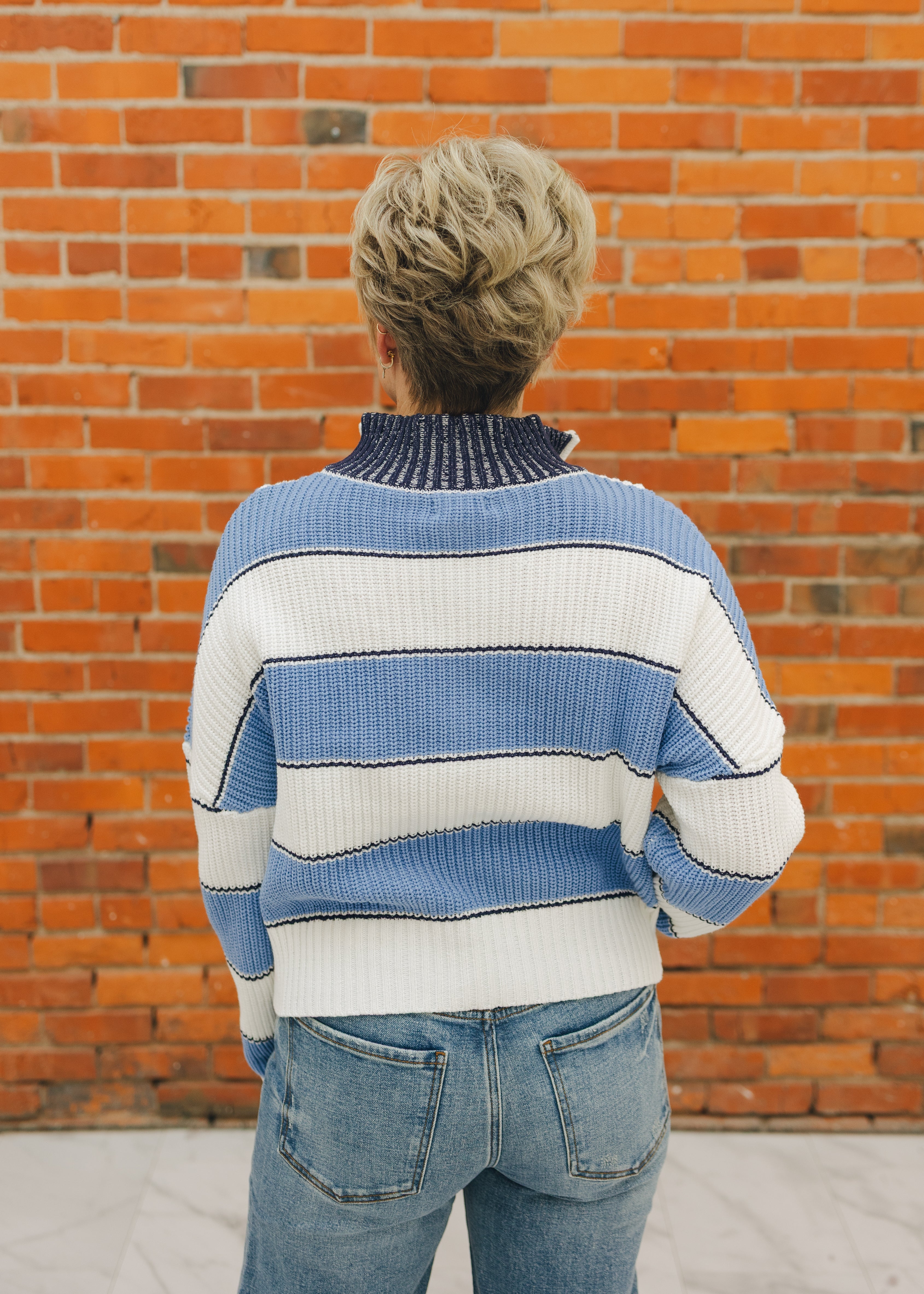Elan 1/4 Zip Striped Sweater