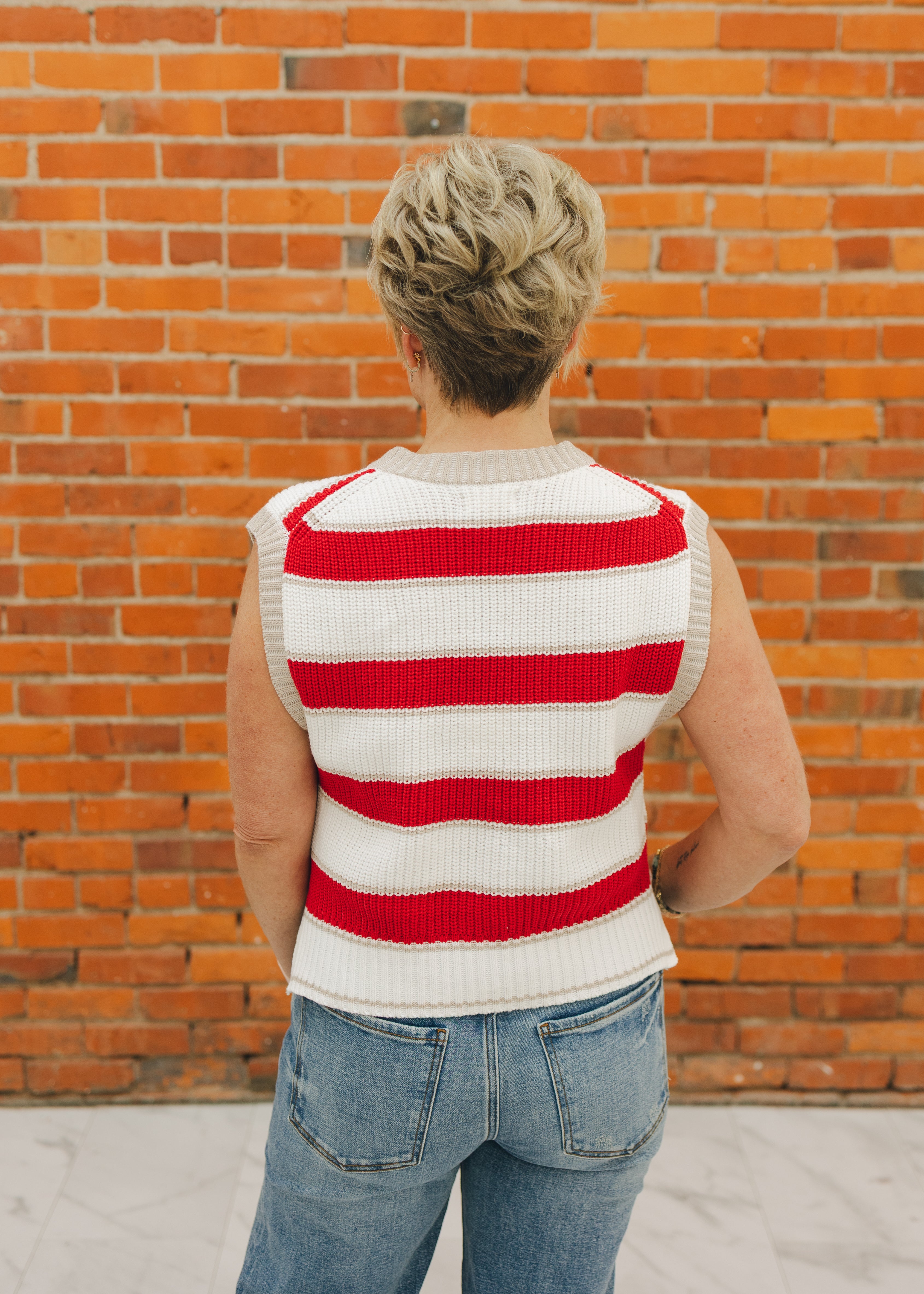 Elan Red Striped Sweater Vest