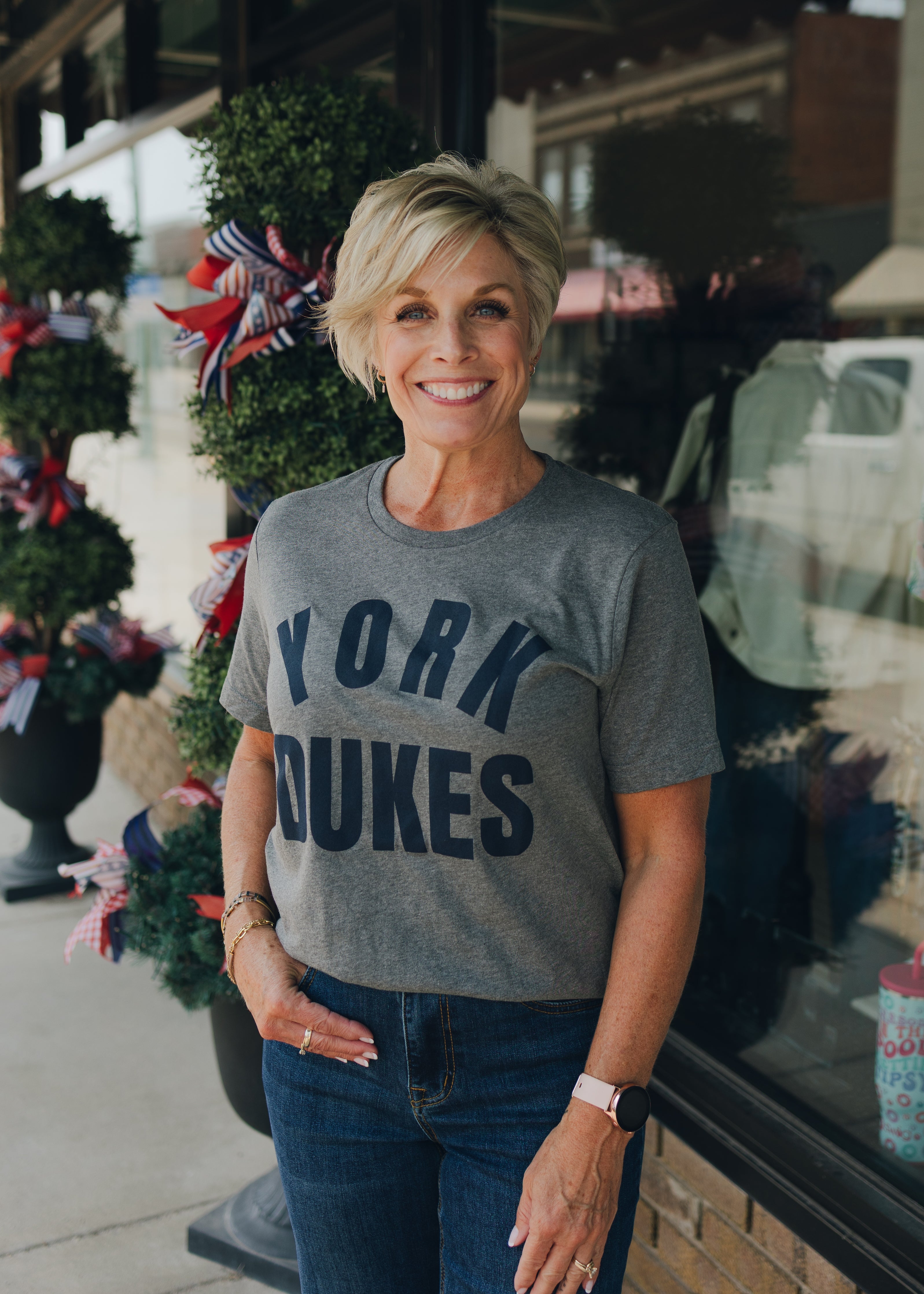 York Dukes Navy on Grey Graphic