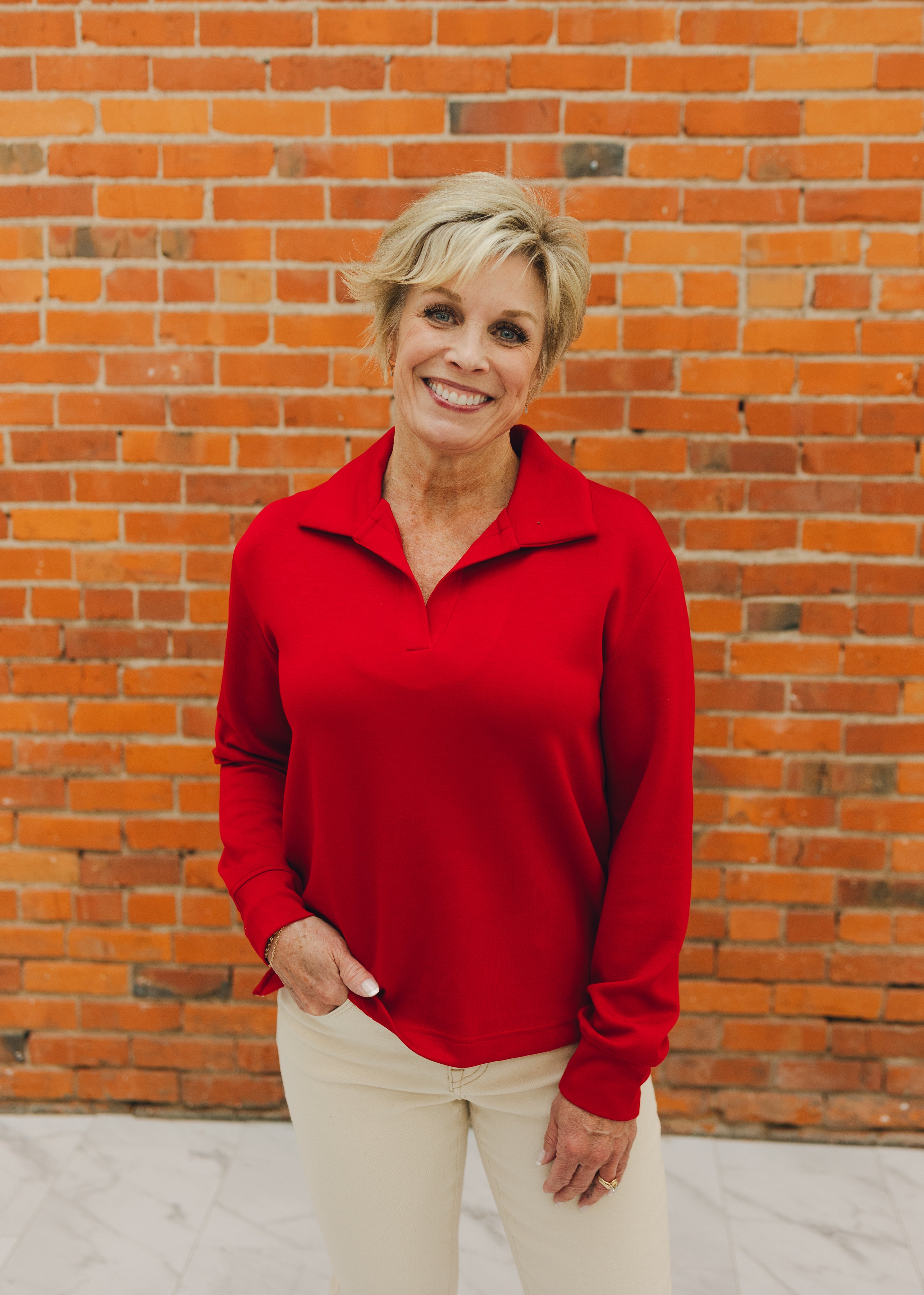 Tribal L/S Johnny Collar Top