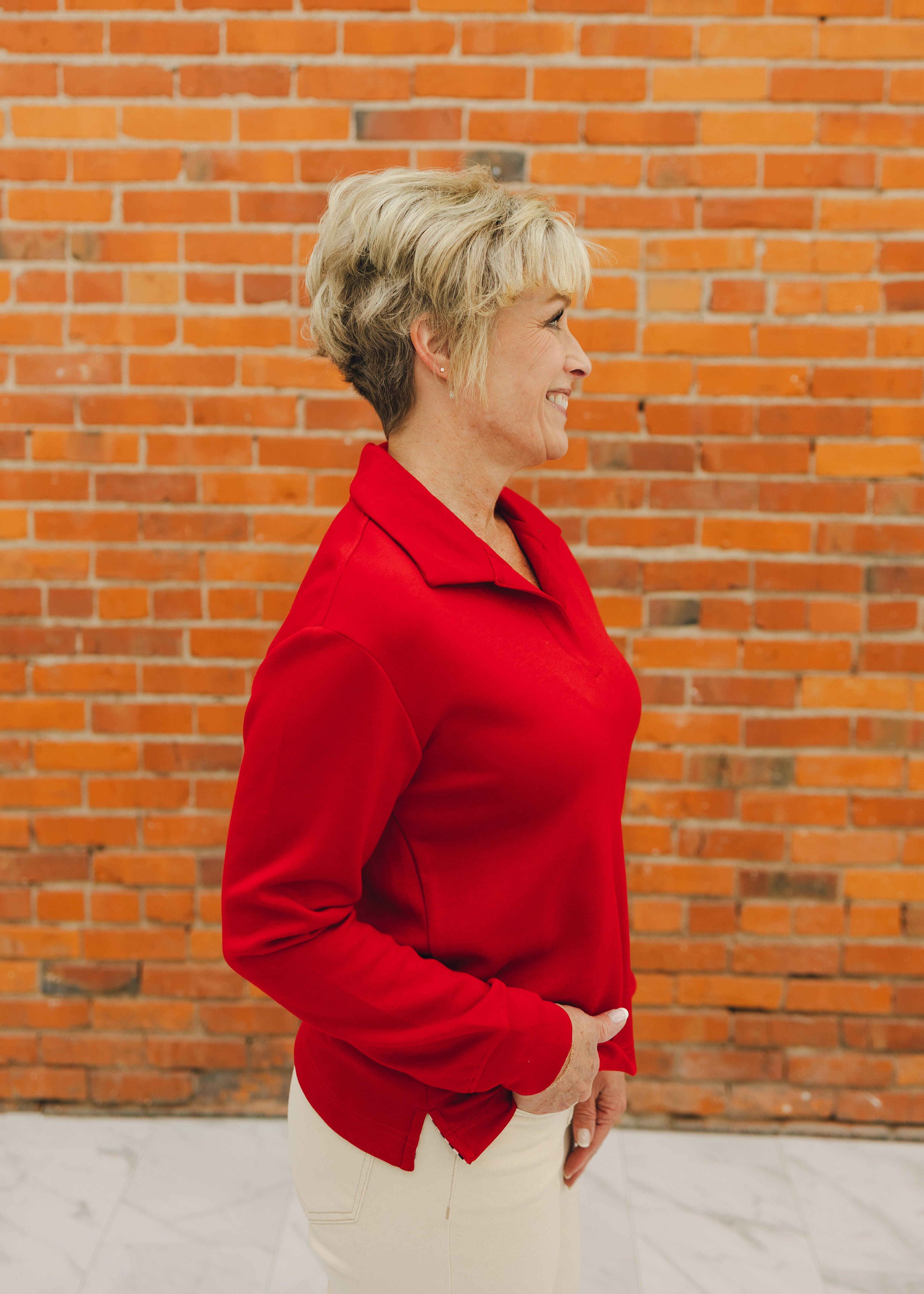 Tribal L/S Johnny Collar Top