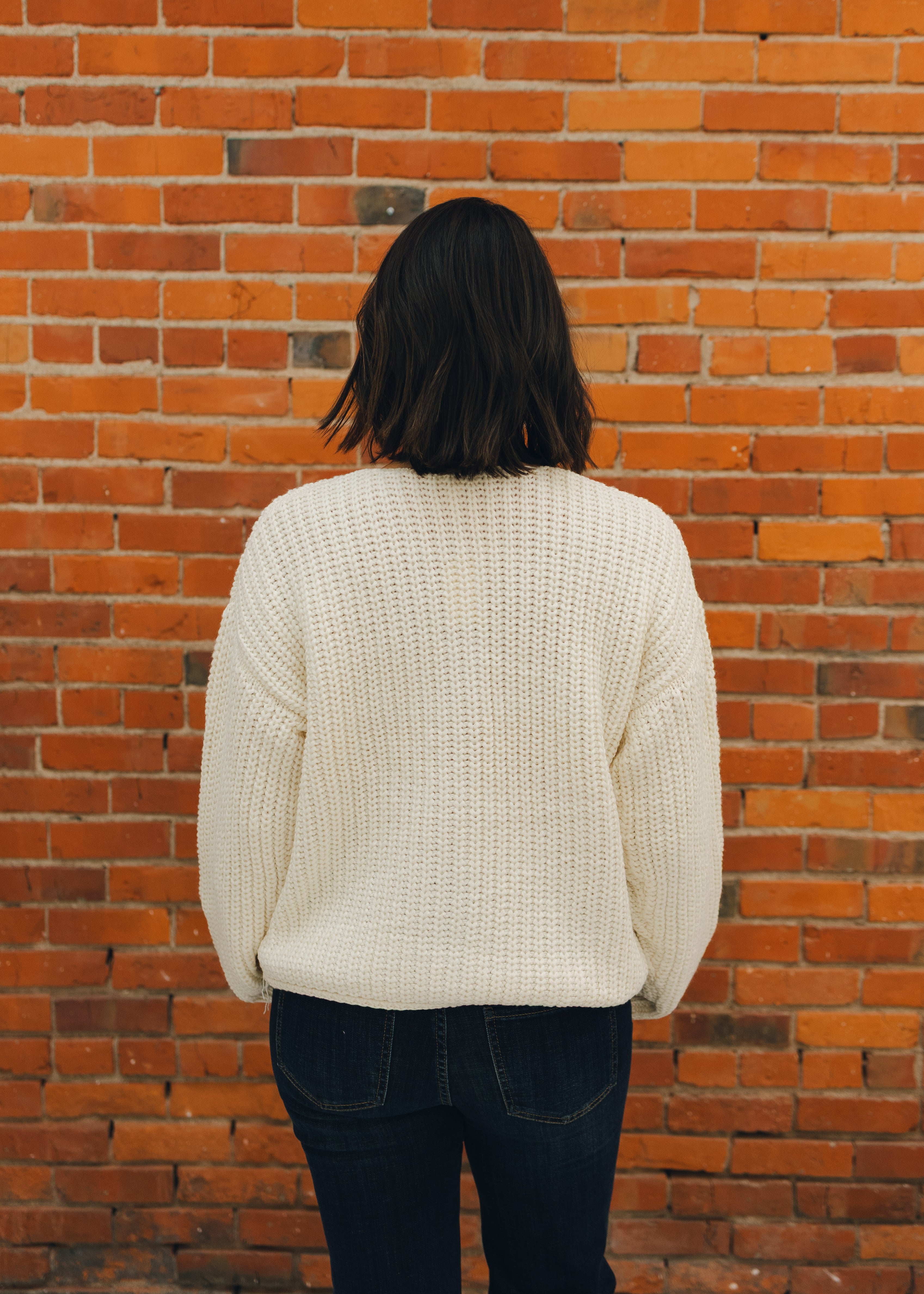 Big Button Accent Sweater Cardigan - Cream