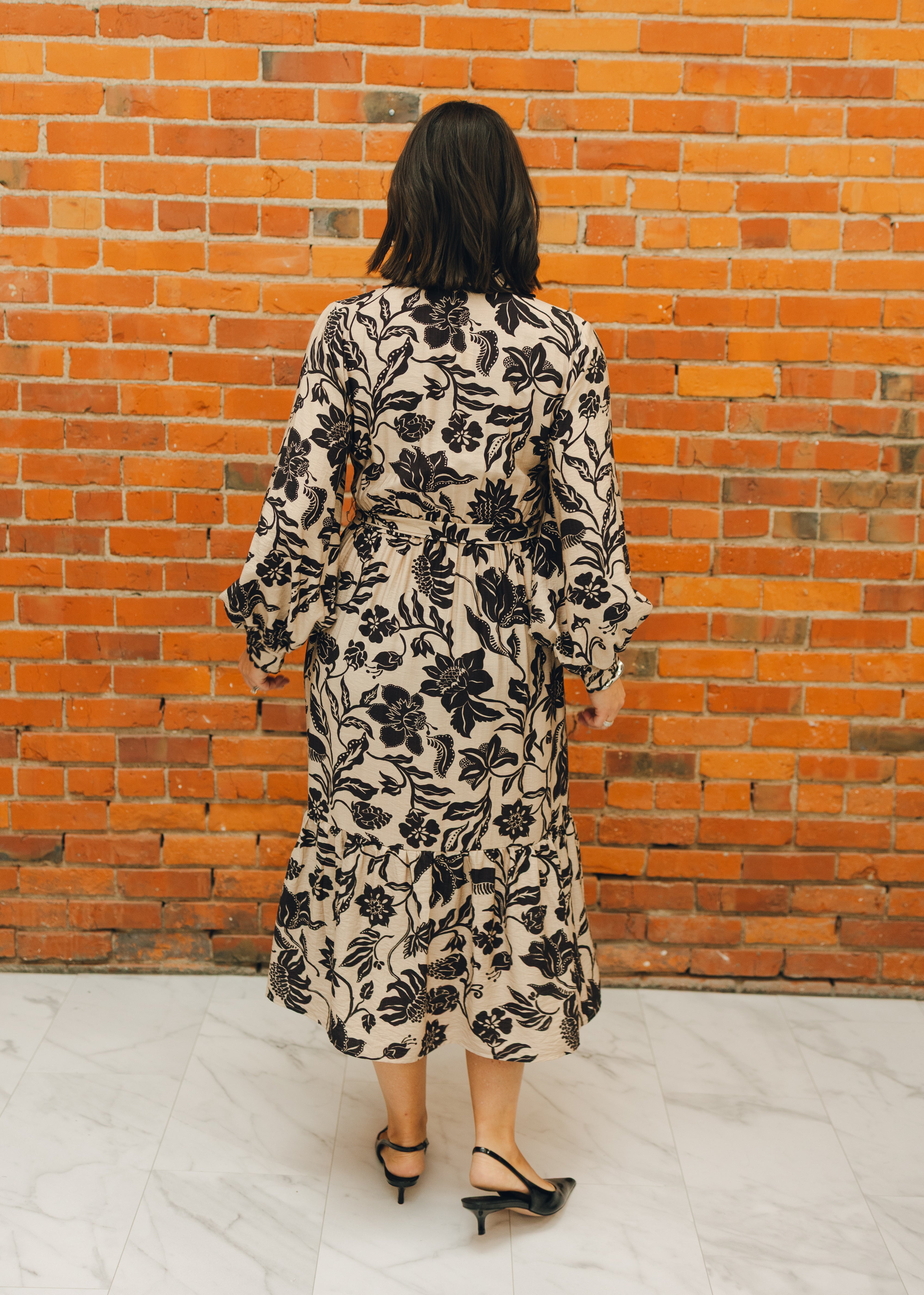 Button Down Floral Midi Dress