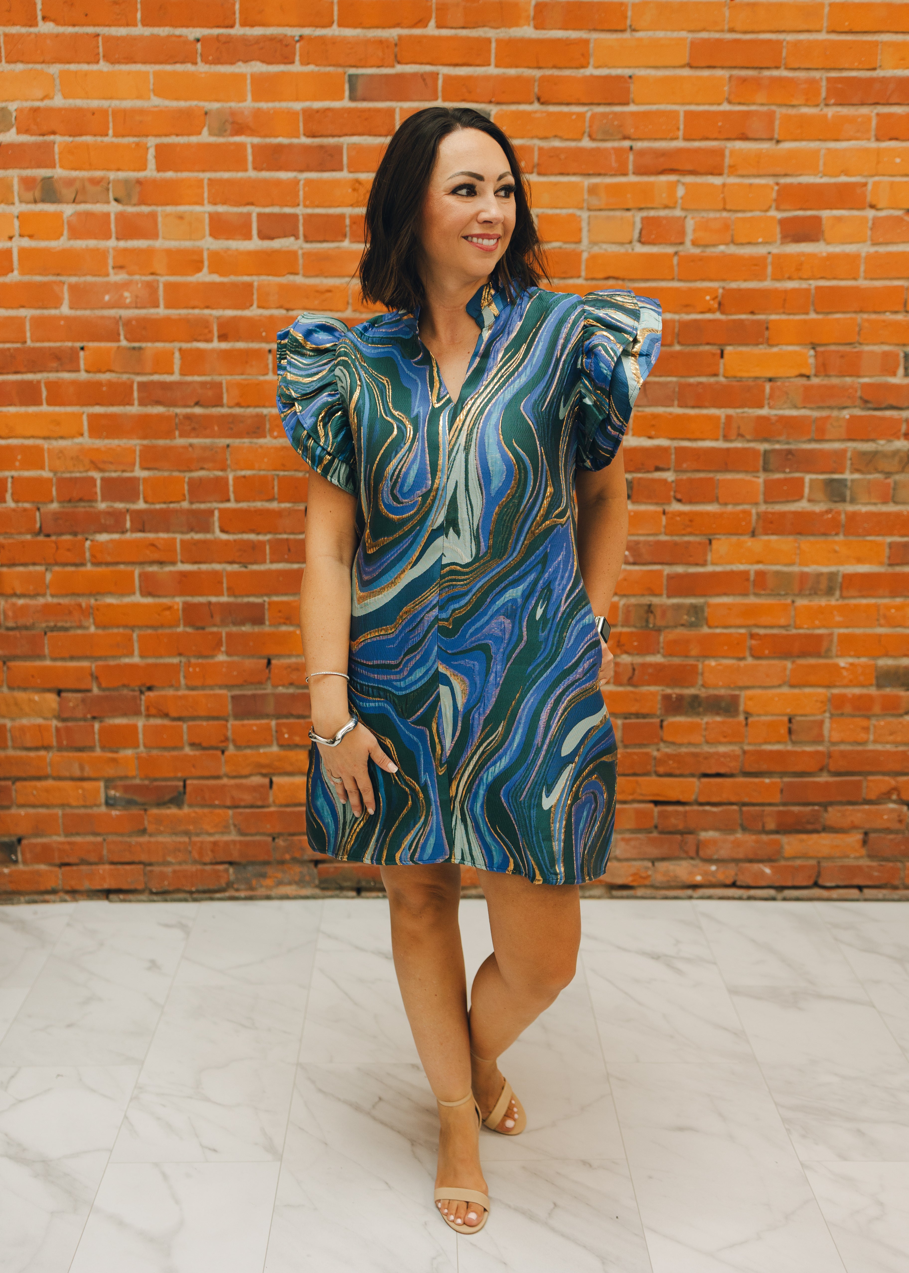 Abstract Jacquard Dress w/ Lurex
