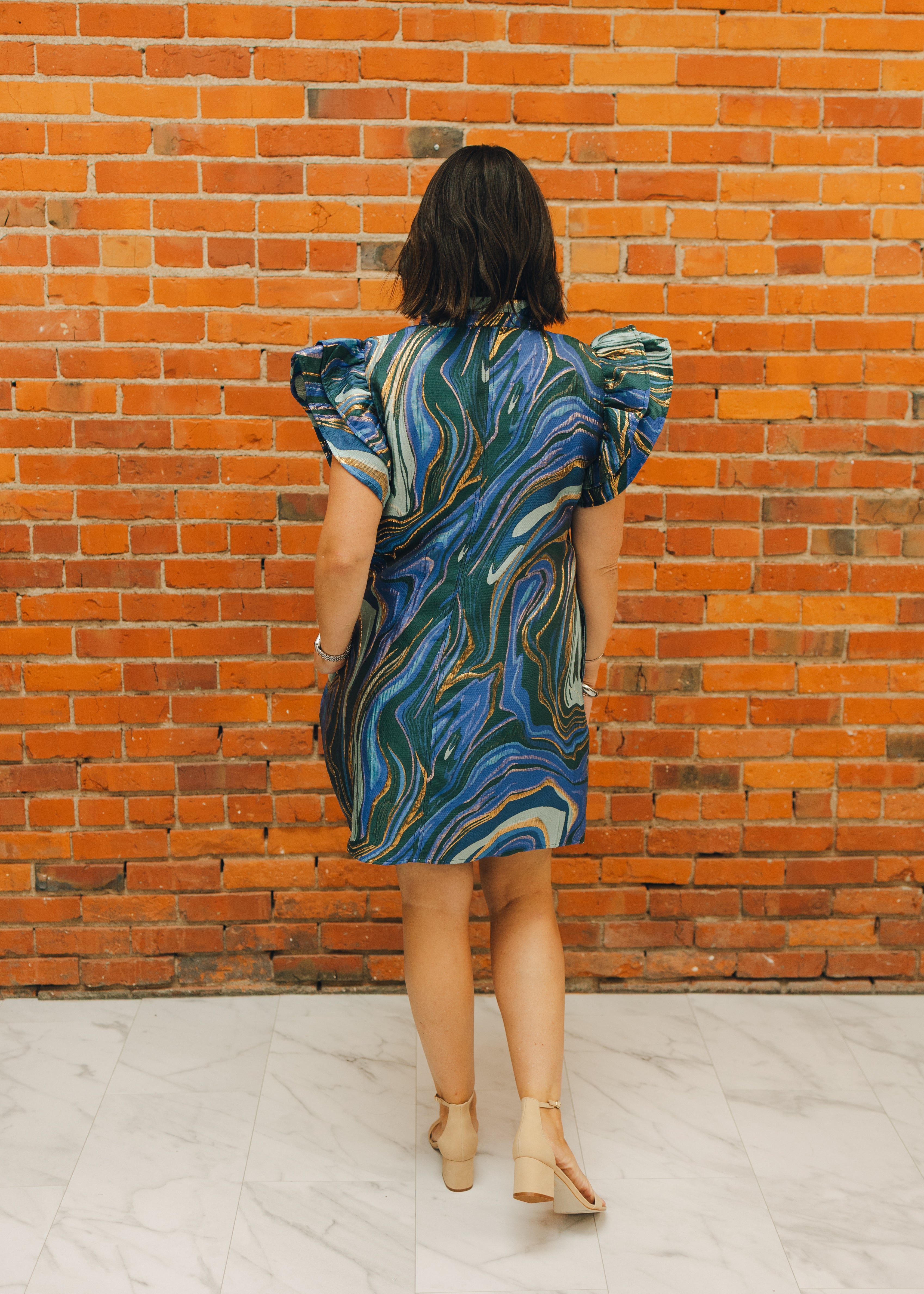 Abstract Jacquard Dress w/ Lurex