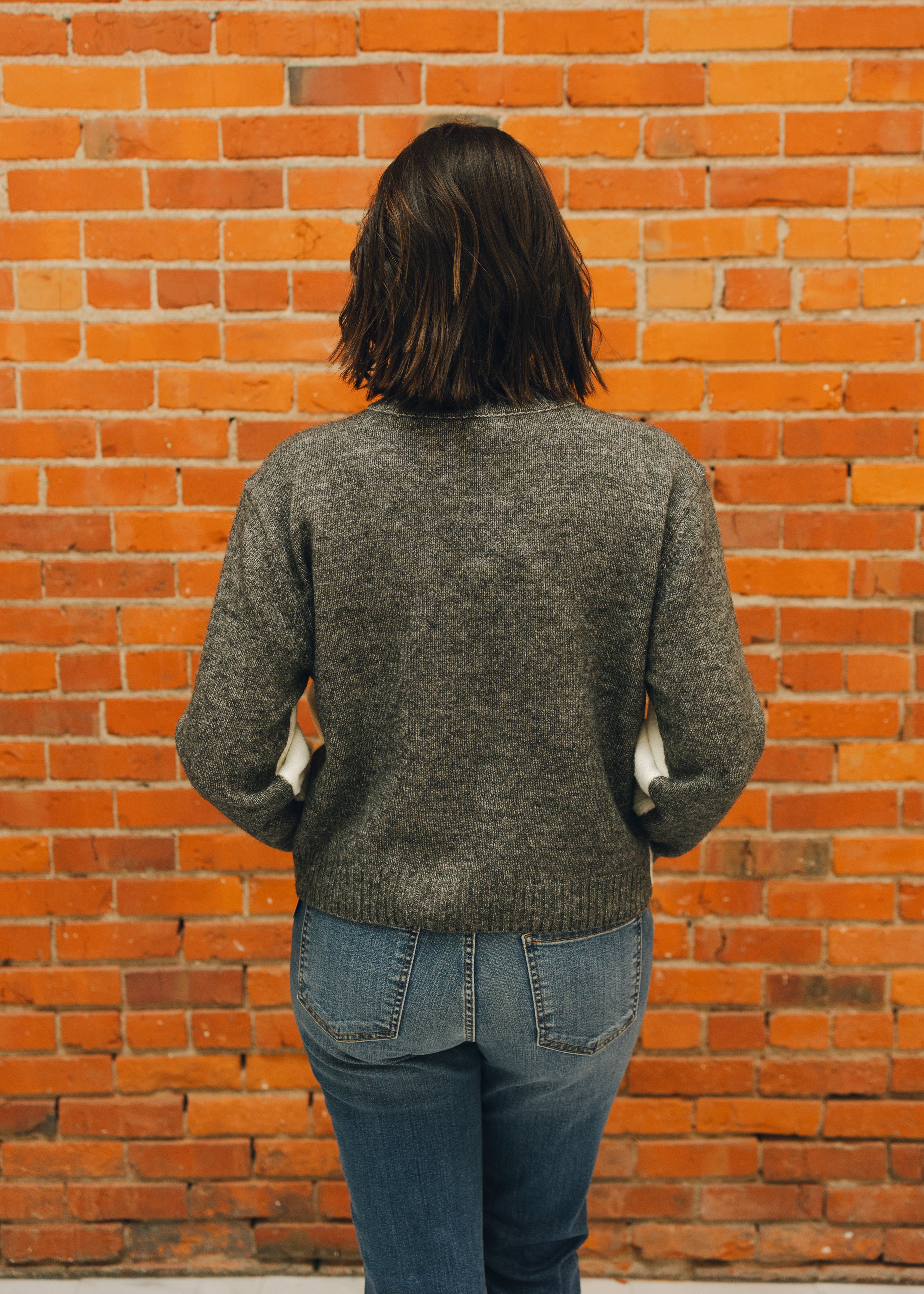 Grey & White Colorblock Sweater