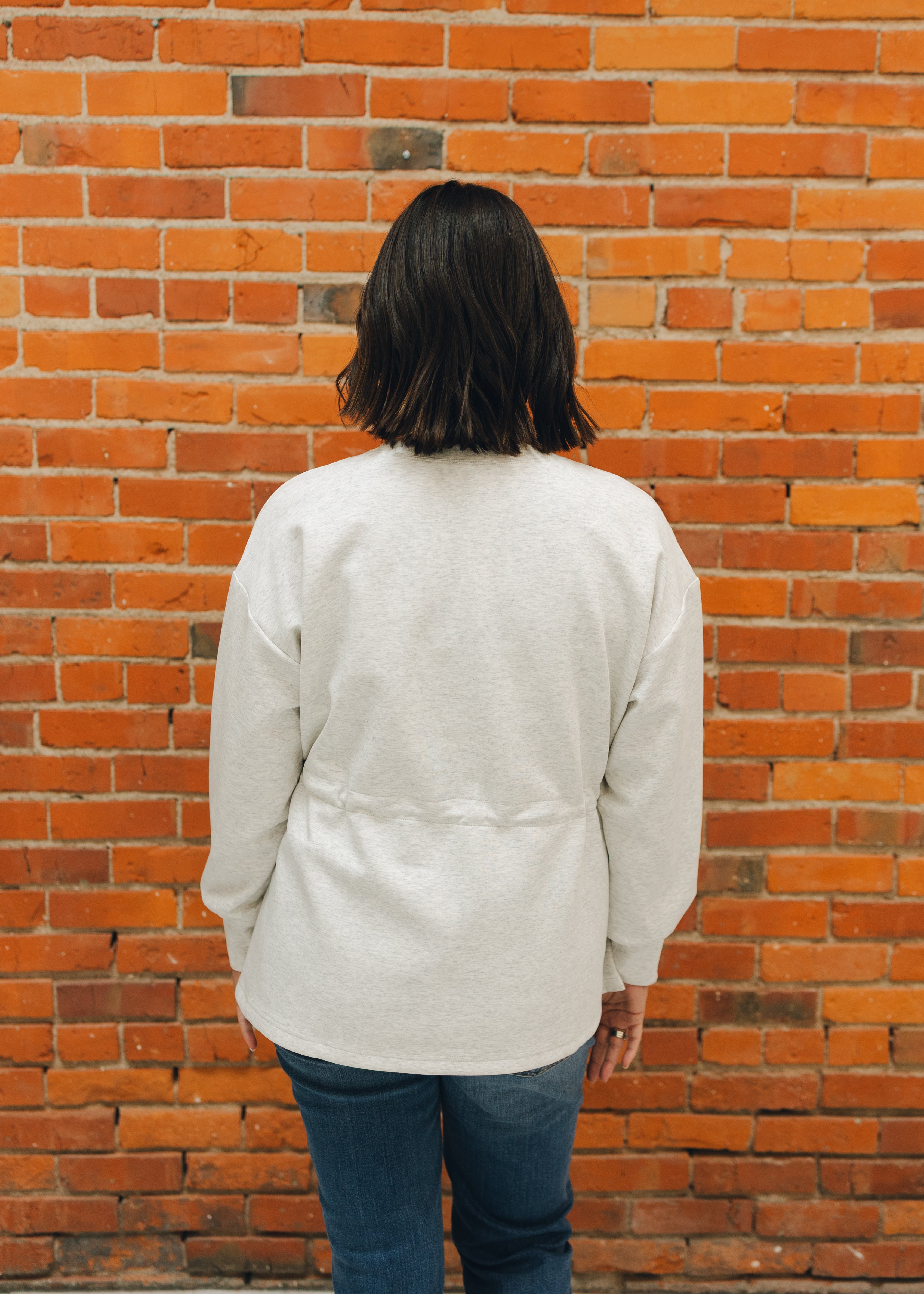 Drawstring Waist Smooth Textured Top