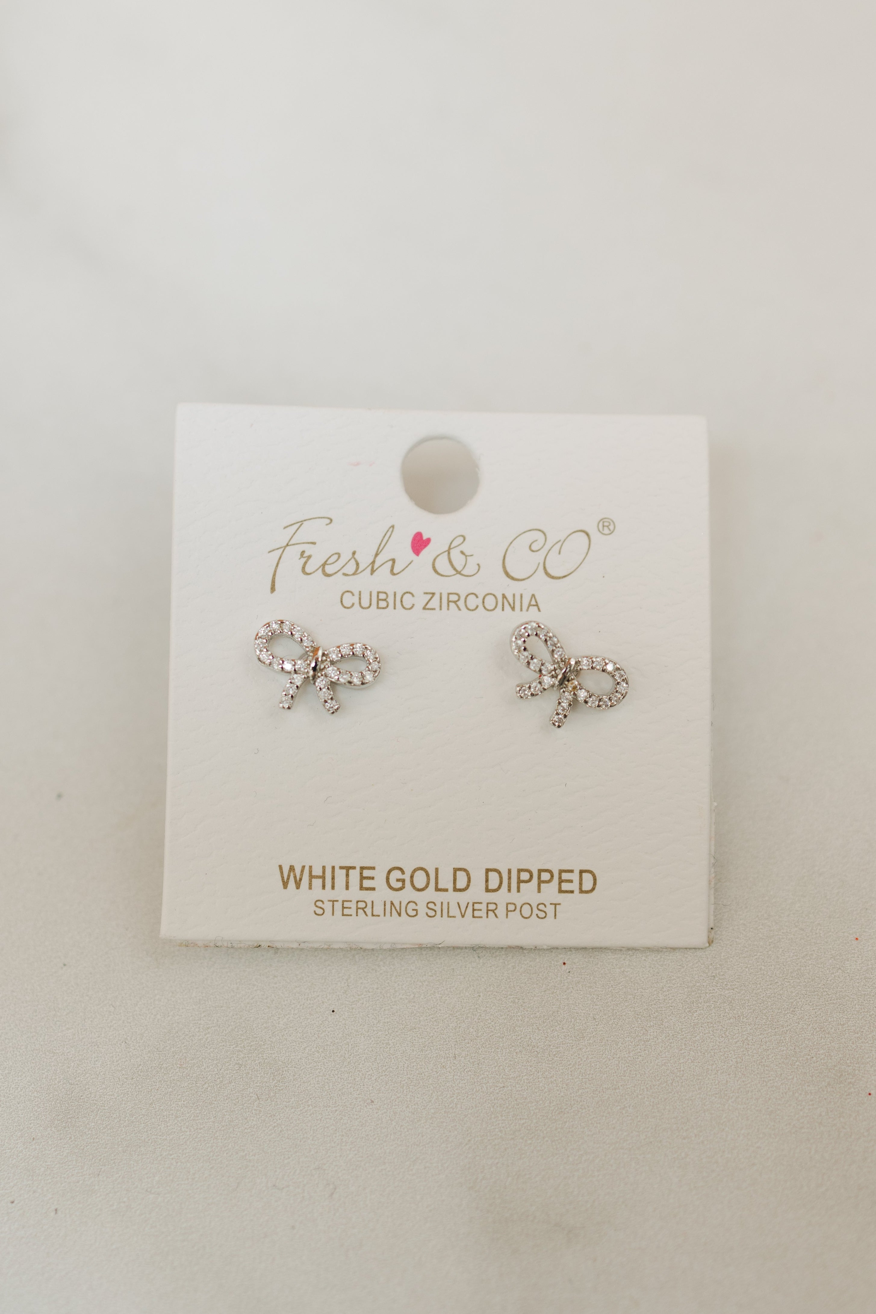 Small CZ Bow Stud Earrings