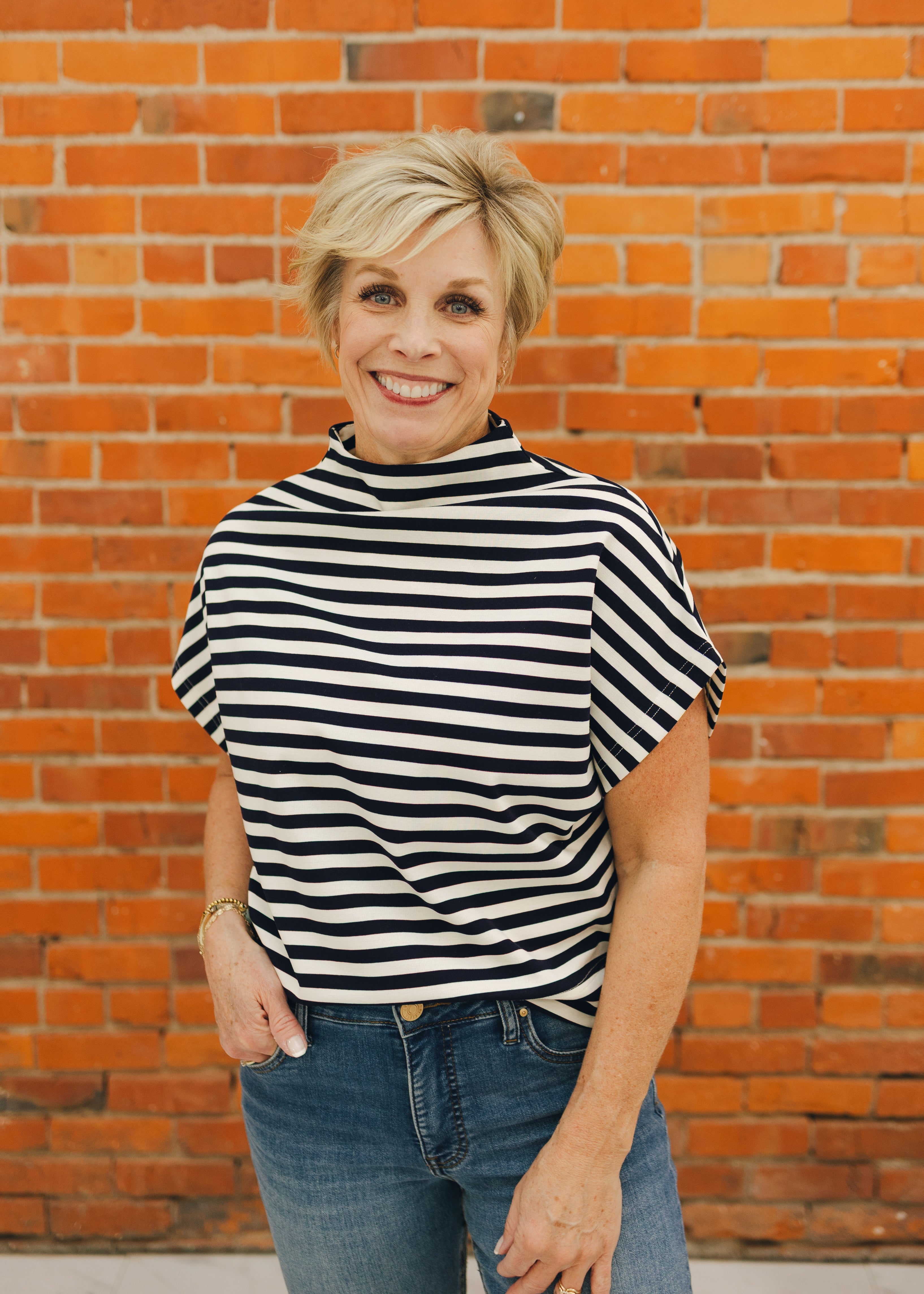 Striped Loose Fit Short Sleeve Top
