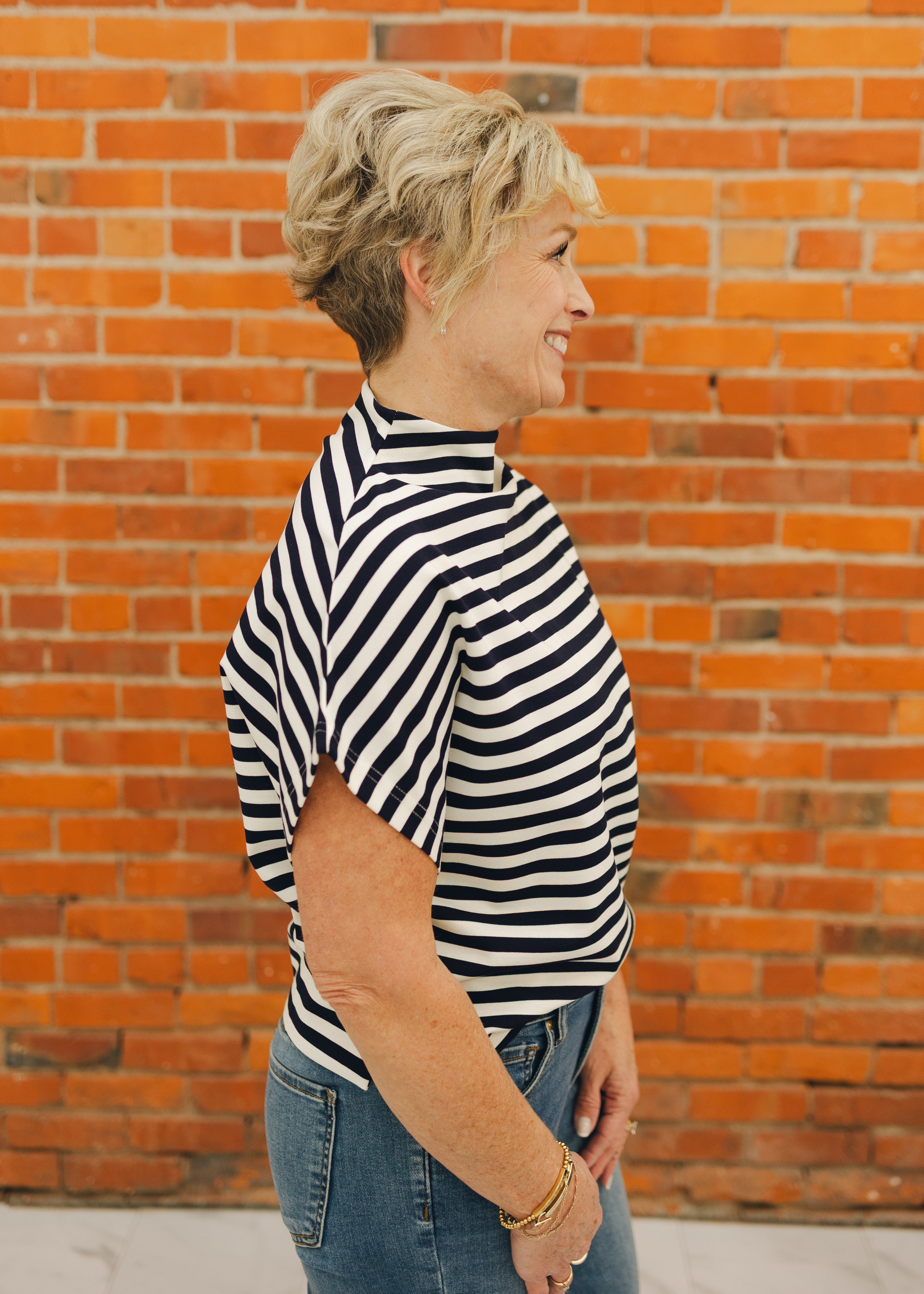 Striped Loose Fit Short Sleeve Top